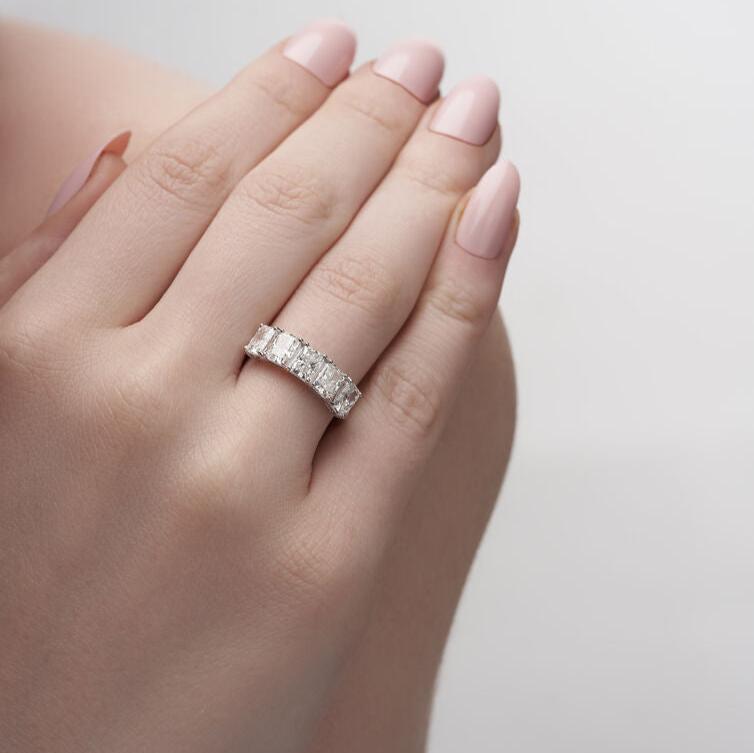 2.10 Ct Hand Made Diamond Half Eternity & Wedding Ring