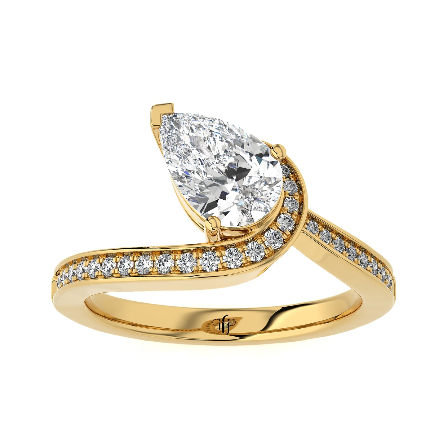 1.22 Ct Wave Harmony Pear Diamond Engagement Ring & Wedding Ring