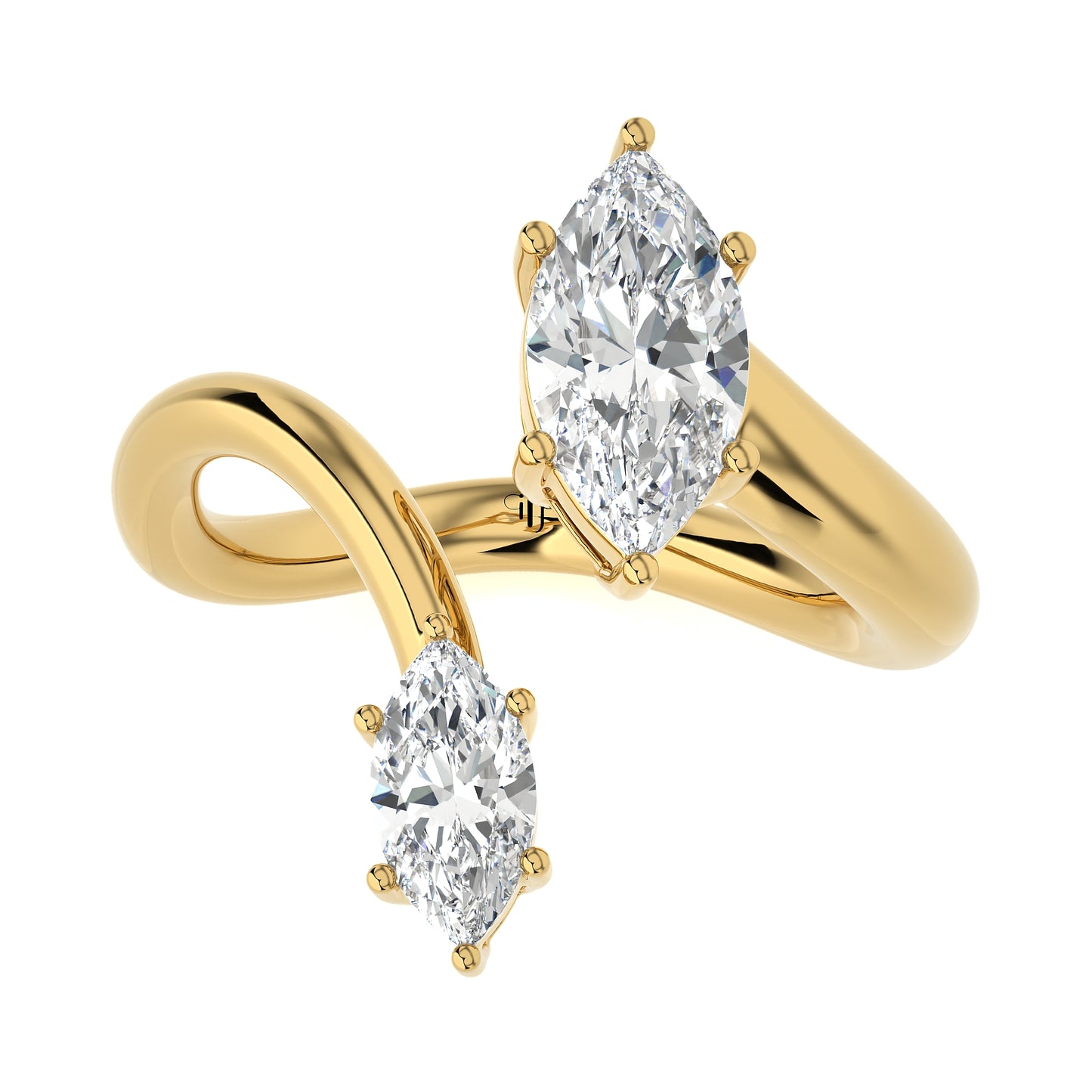 0.95 Ct Two Stone Open Style Engagement Ring & Wedding Ring