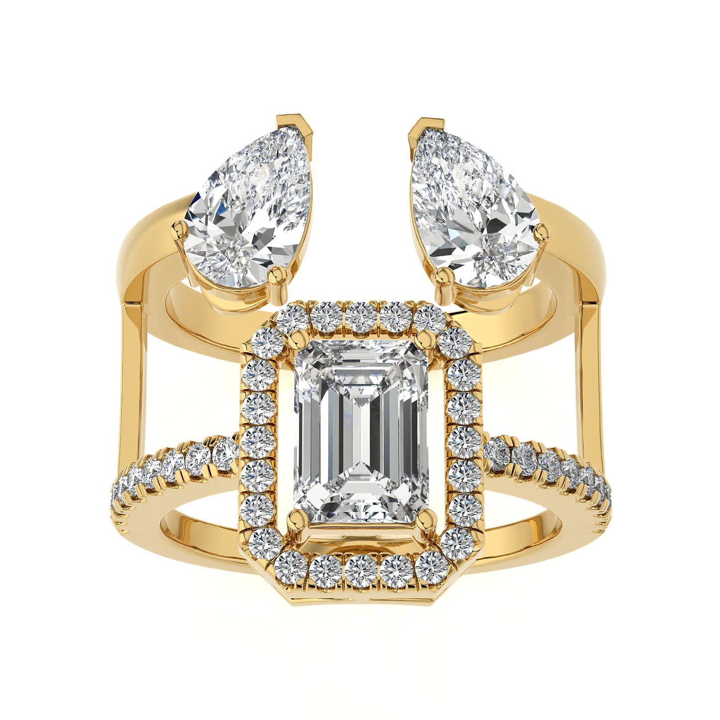 3.28 Ct Halo/Pave Double Claw Engagement Ring & Wedding Ring