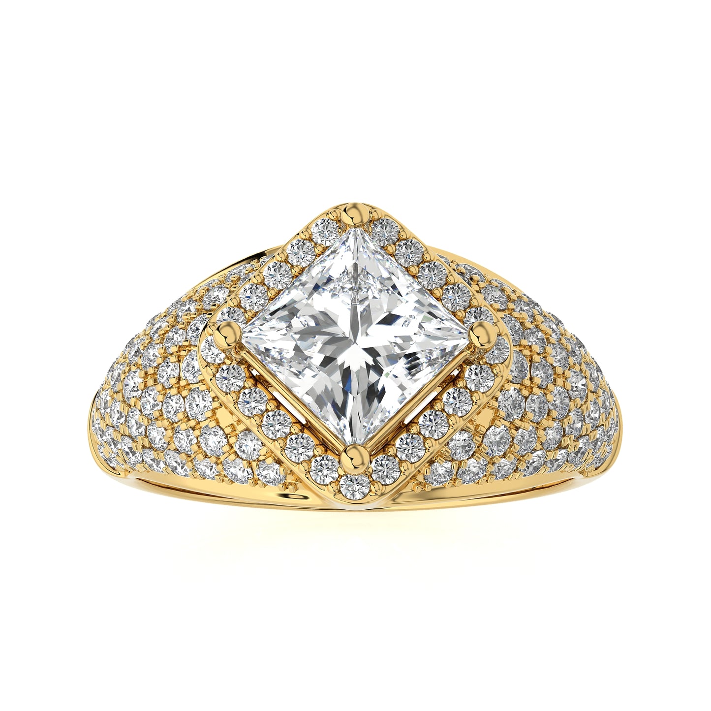 2.66Ct Halo/Pave Engagement Ring & Wedding Ring