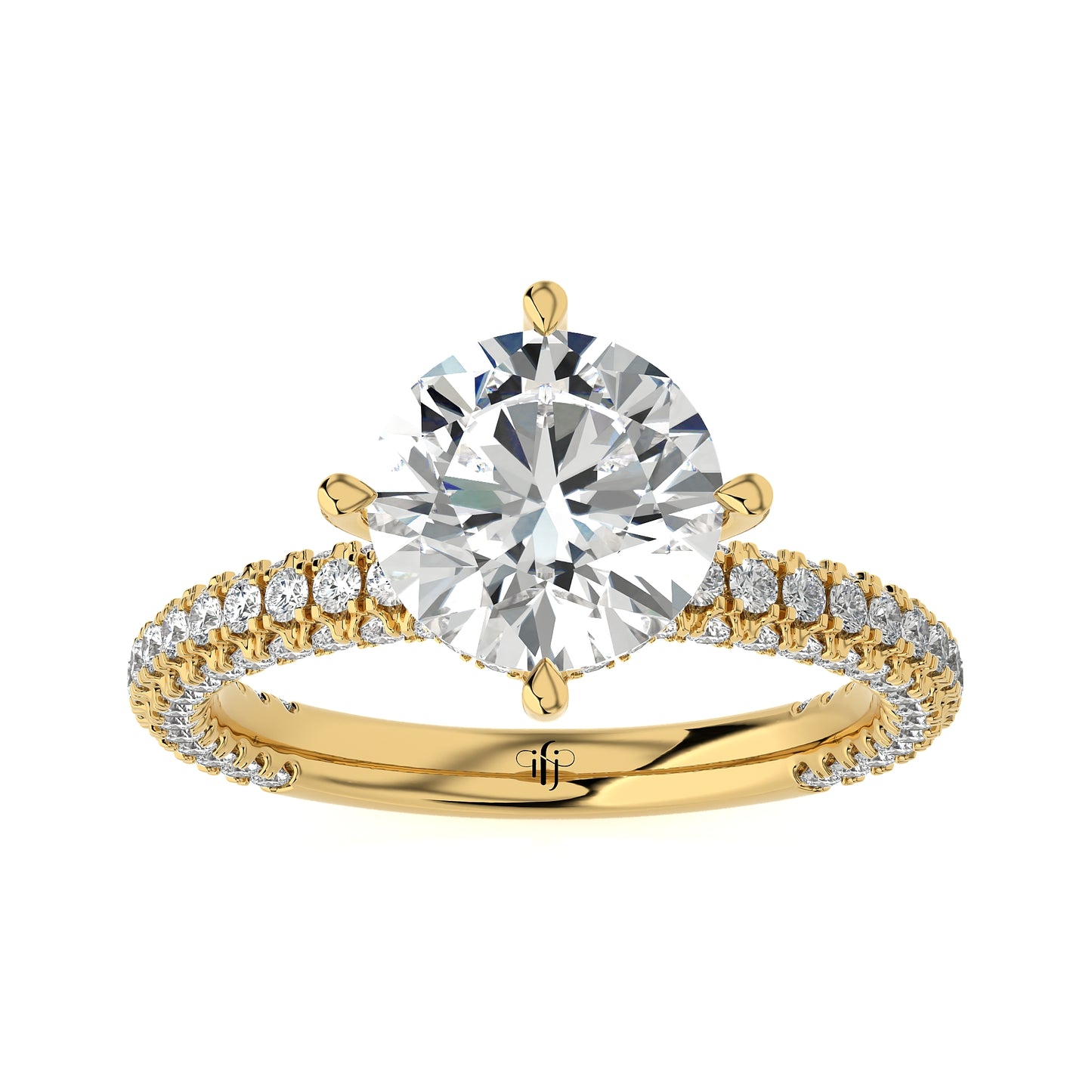 2.14 Ct Round Engagement Ring with Halo/Pave & Wedding Ring