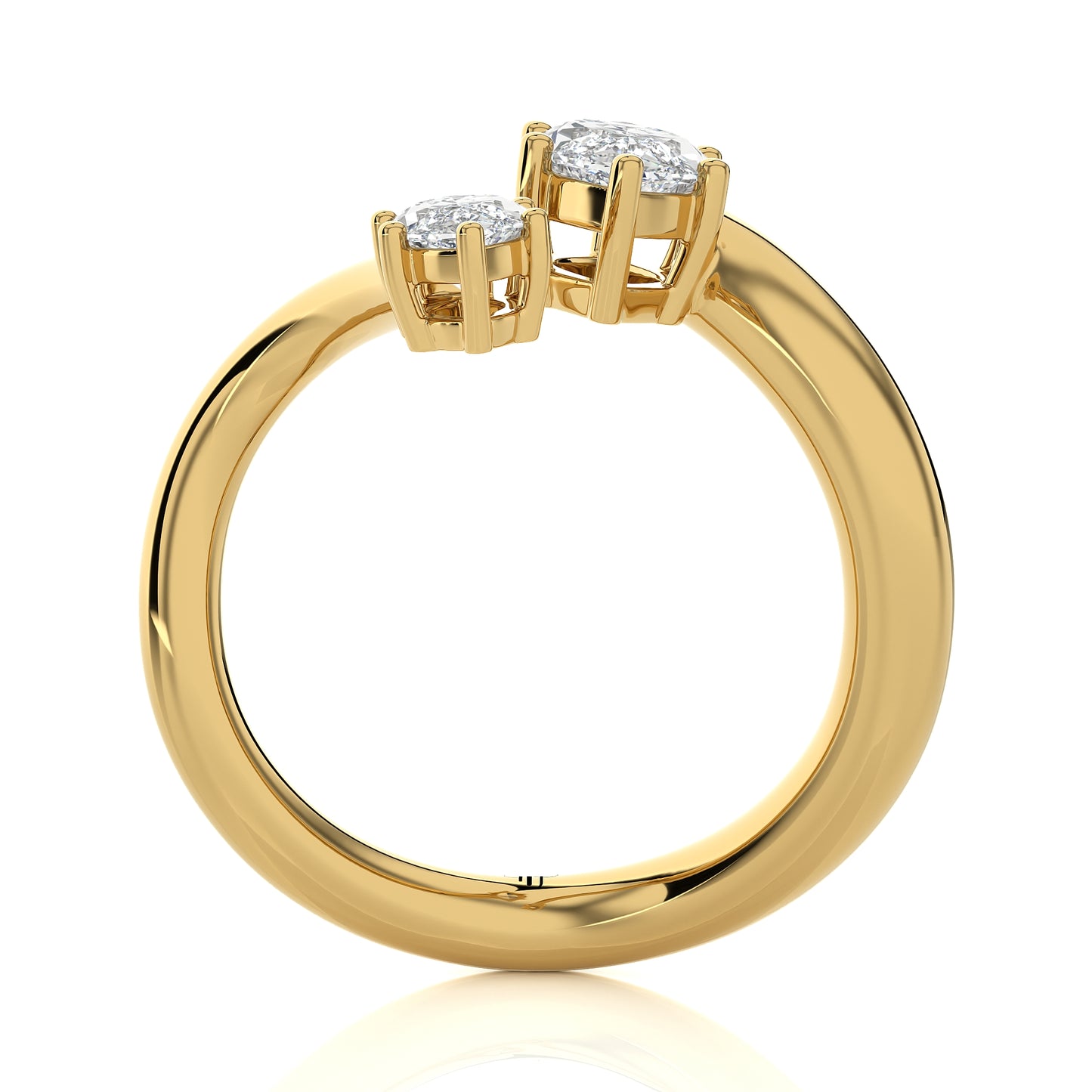 0.95 Ct Two Stone Open Style Engagement Ring & Wedding Ring