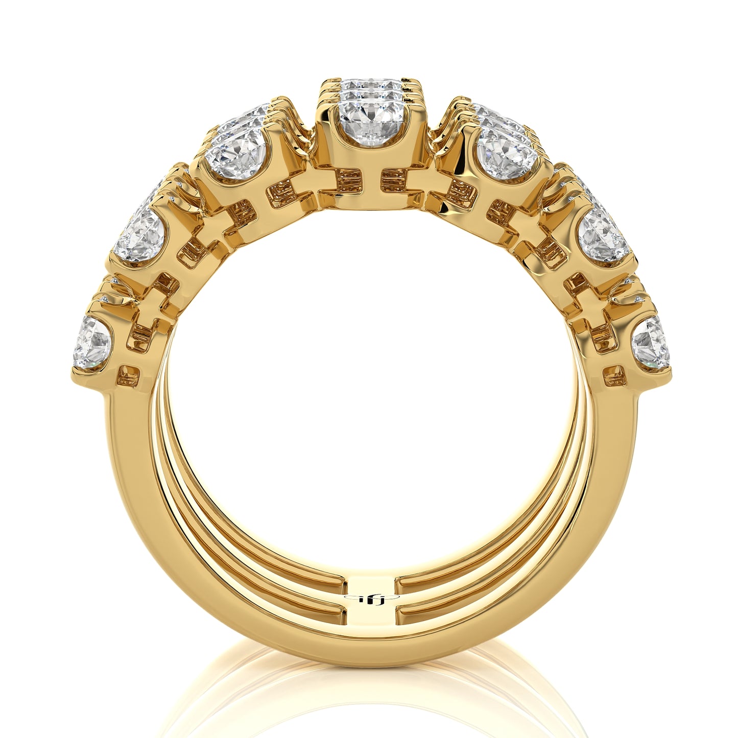 3.52 Ct Round 3 Row Pave Anniversary Engagement & Wedding Rings