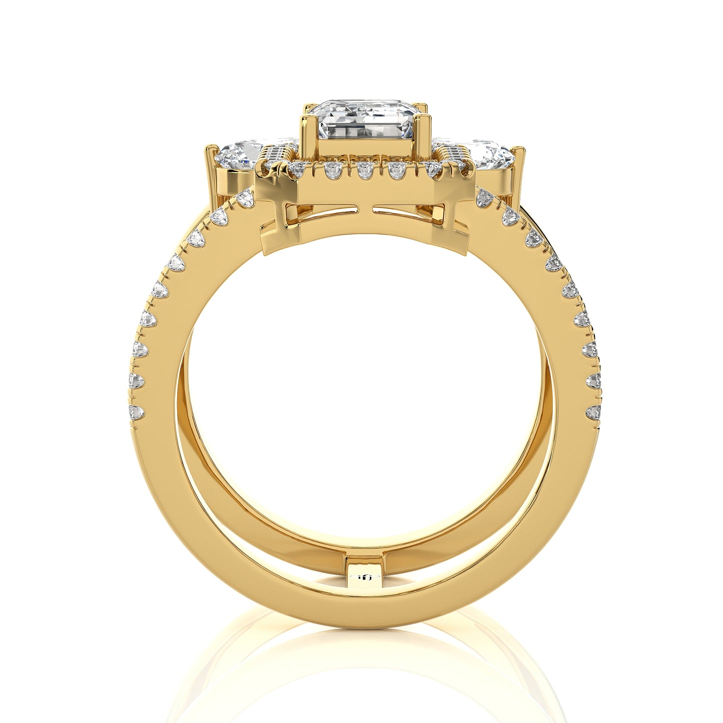 3.28 Ct Halo/Pave Double Claw Engagement Ring & Wedding Ring