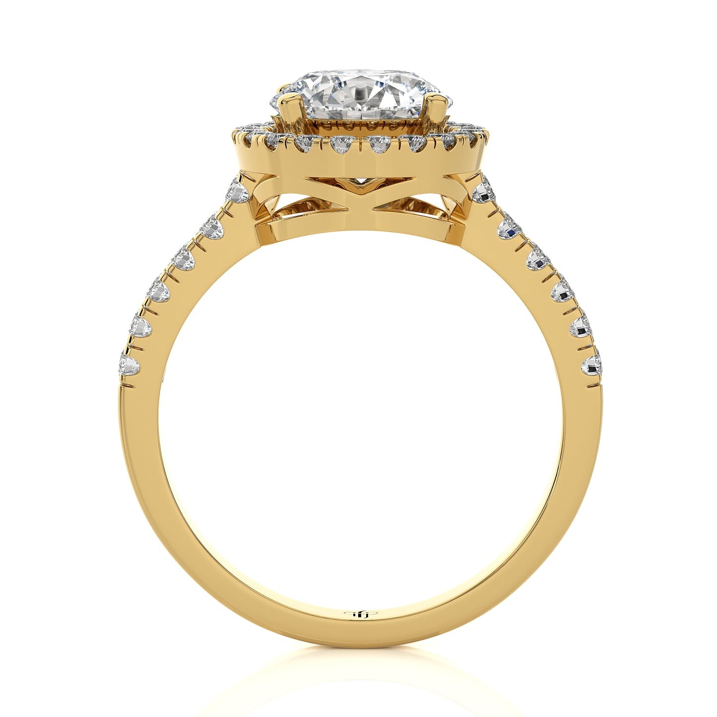 2.41 Ct Engagement Ring with Halo/Pave & Wedding Rings