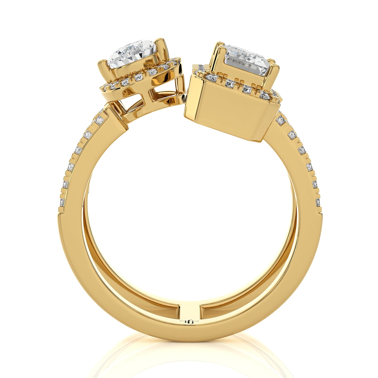 1.78 Ct Halo Moissanite Toi Et Moi Engagement & Wedding Ring