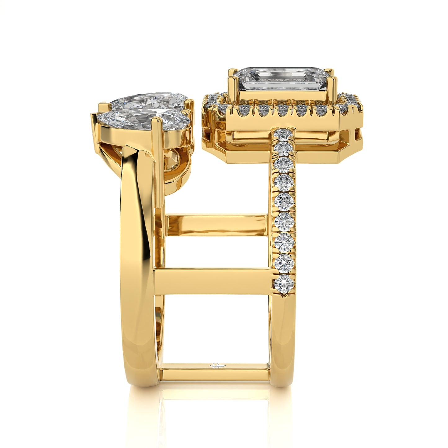 3.28 Ct Halo/Pave Double Claw Engagement Ring & Wedding Ring