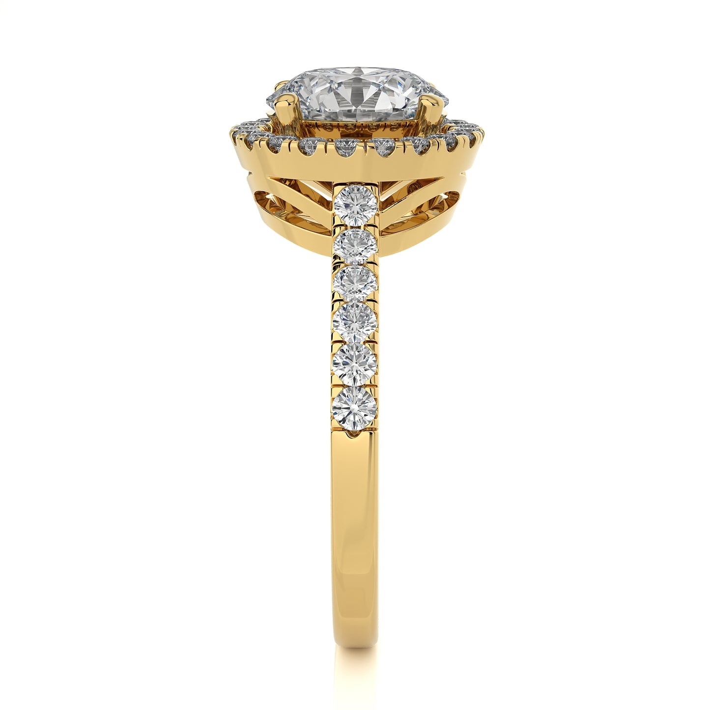 2.41 Ct Engagement Ring with Halo/Pave & Wedding Rings