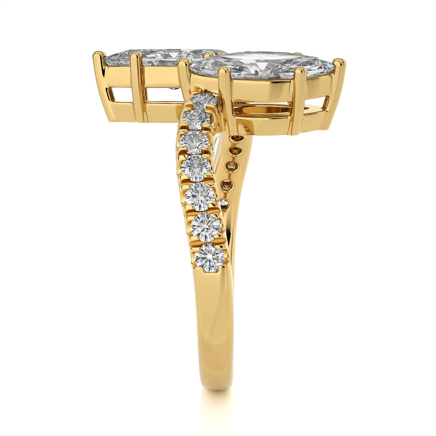 1.76 Ct Toi Et Moi Ring By-Pass Shank Engagement Ring & Wedding Ring