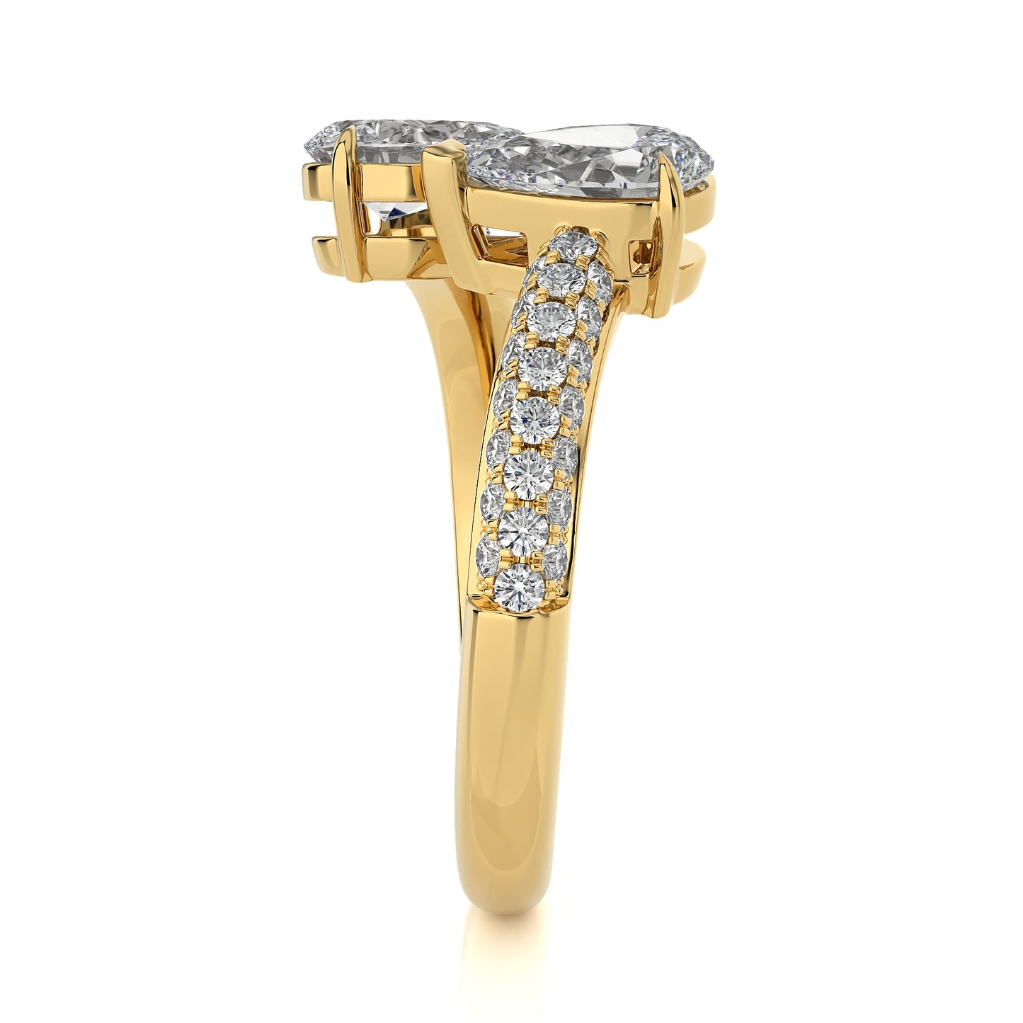 1.99 Ct Fashion Ring - 2 Solitaire with Halo/Pave Engagement & Wedding Rings