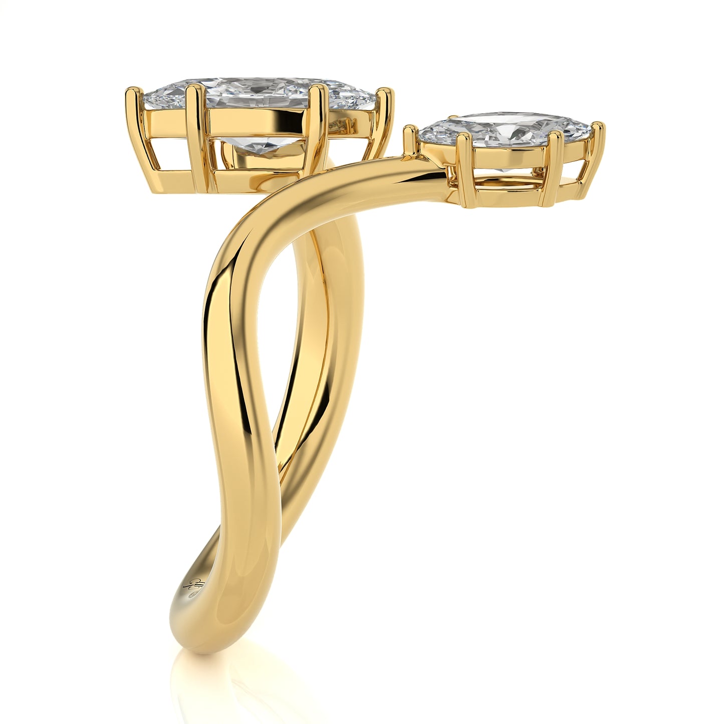 0.95 Ct Two Stone Open Style Engagement Ring & Wedding Ring