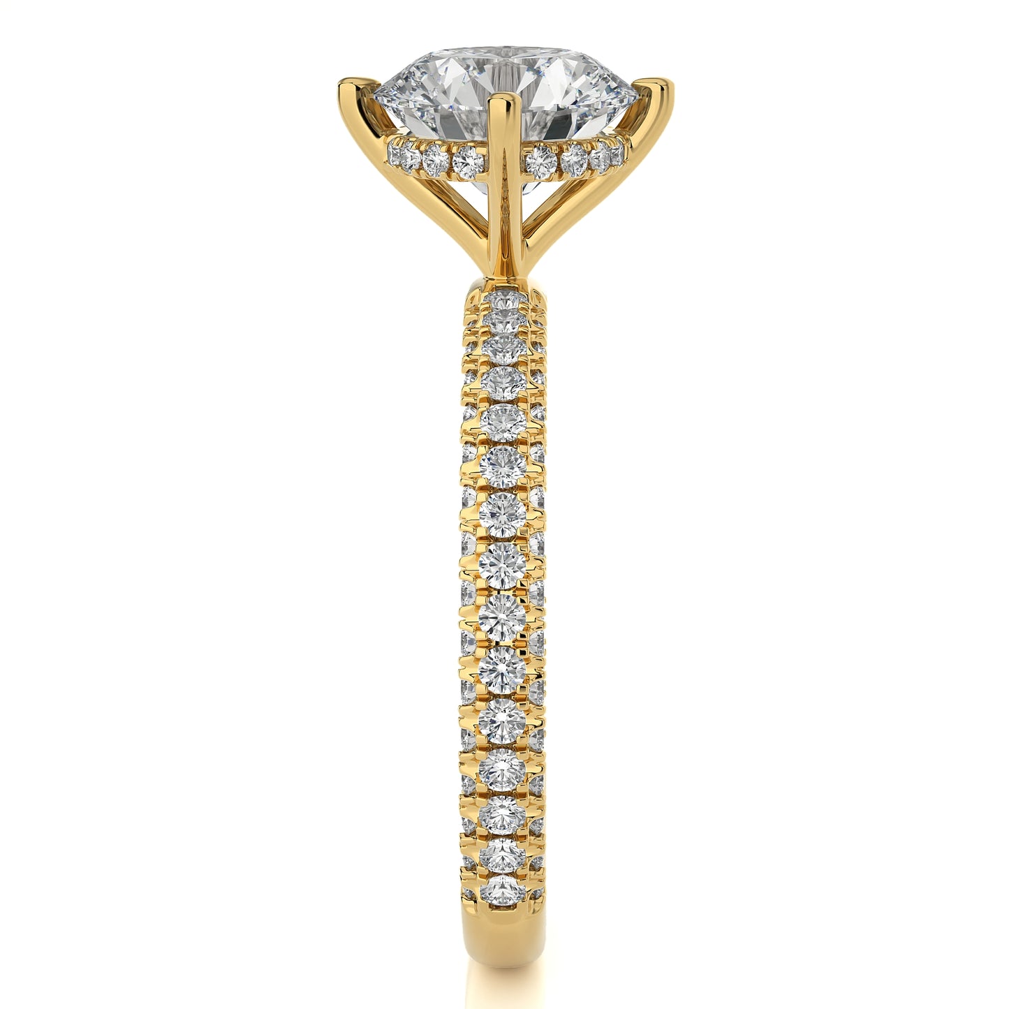 2.14 Ct Round Engagement Ring with Halo/Pave & Wedding Ring