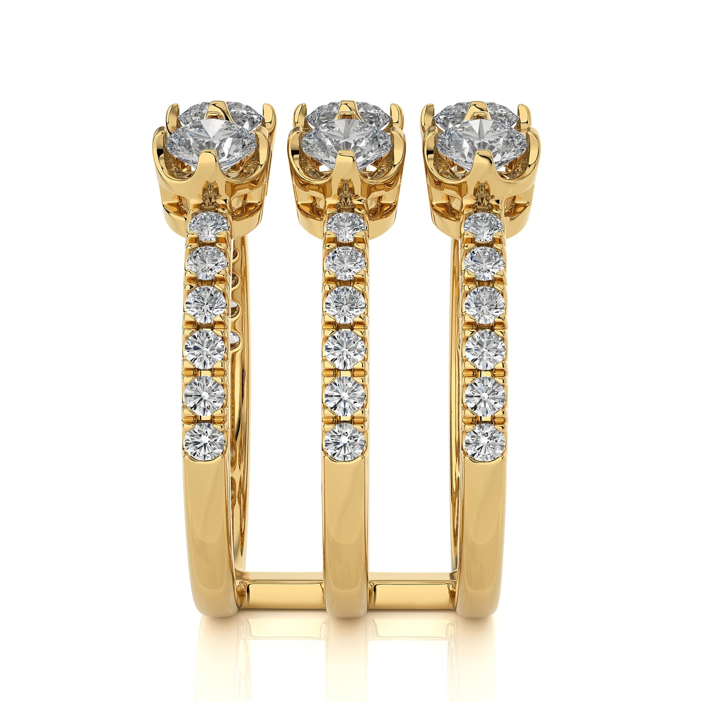 3.50 Ct Engagement Ring with Halo/Pave & Wedding Rings