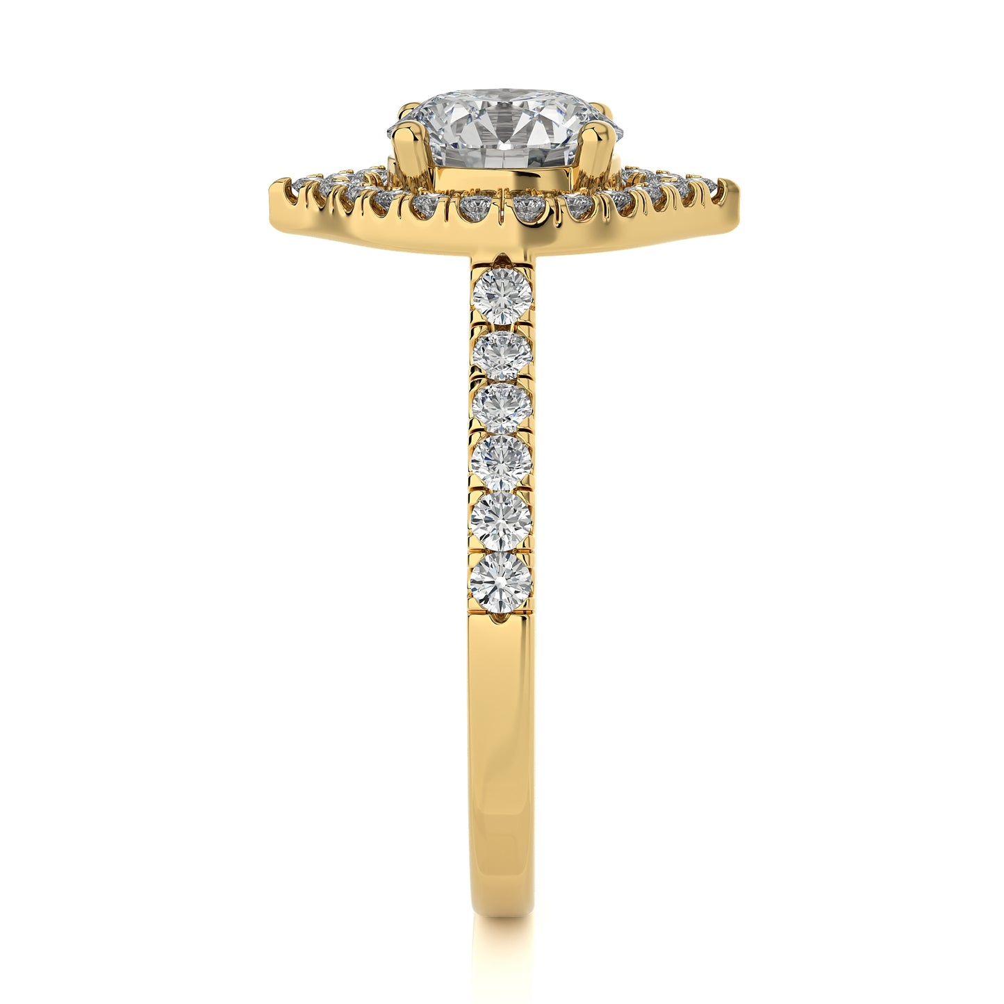 2.63 Ct Engagement Ring with Halo/Pave & Wedding Rings