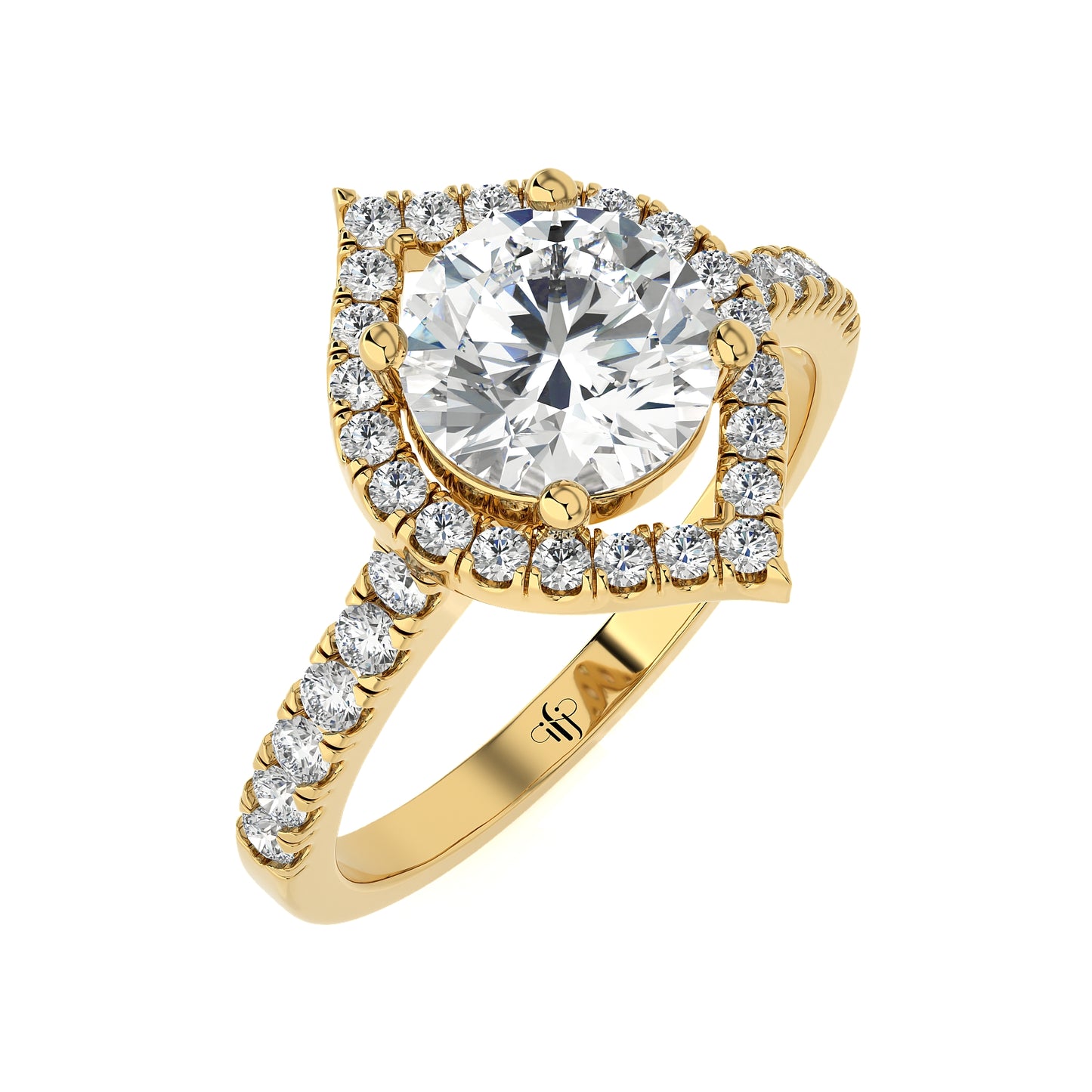 2.63 Ct Engagement Ring with Halo/Pave & Wedding Rings