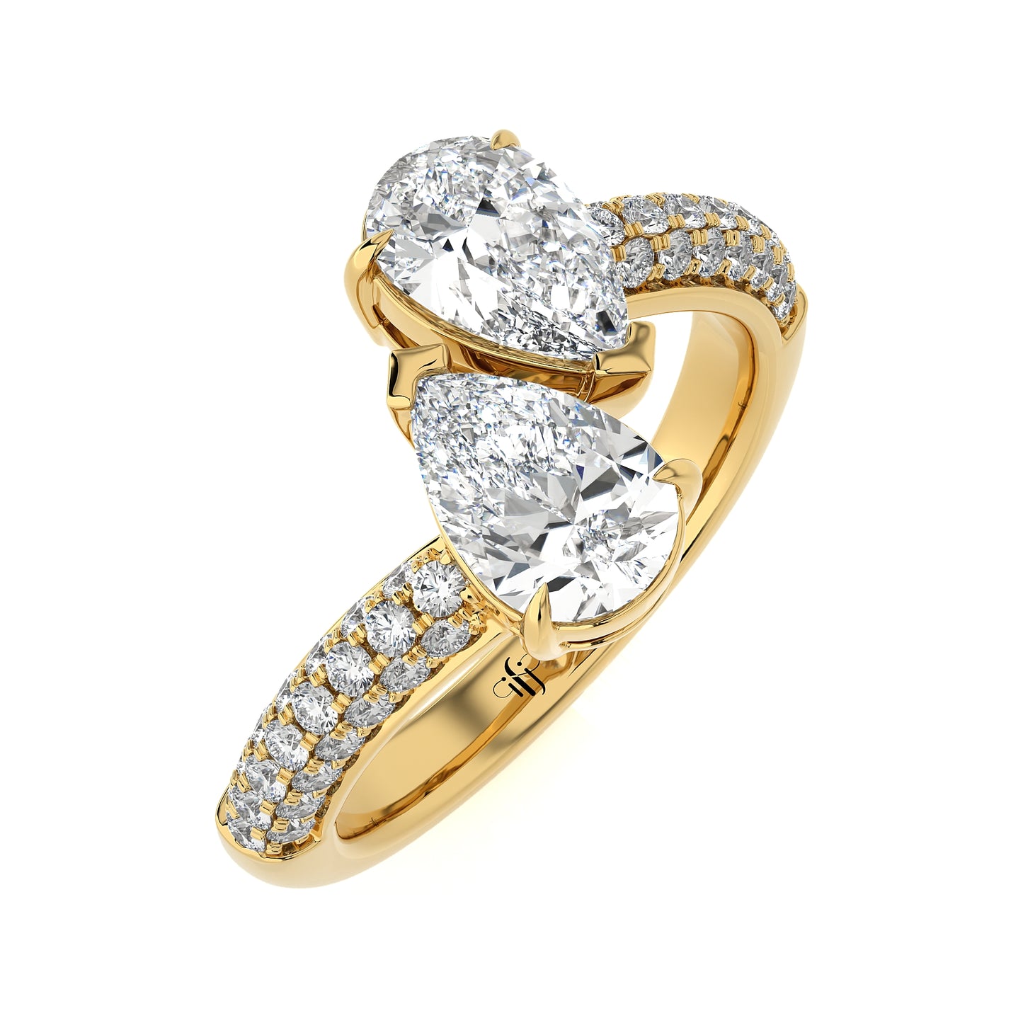 1.99 Ct Fashion Ring - 2 Solitaire with Halo/Pave Engagement & Wedding Rings