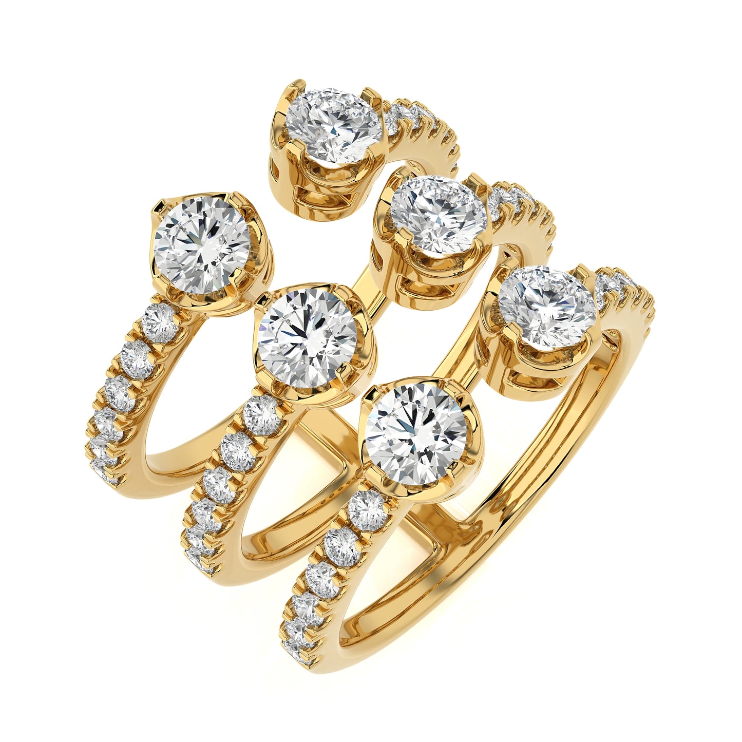 3.50 Ct Engagement Ring with Halo/Pave & Wedding Rings