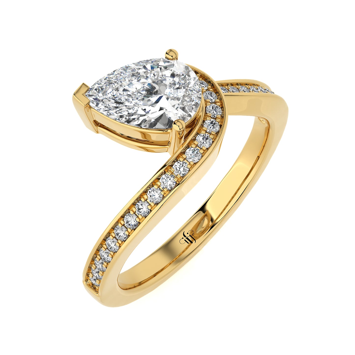 1.22 Ct Wave Harmony Pear Diamond Engagement Ring & Wedding Ring