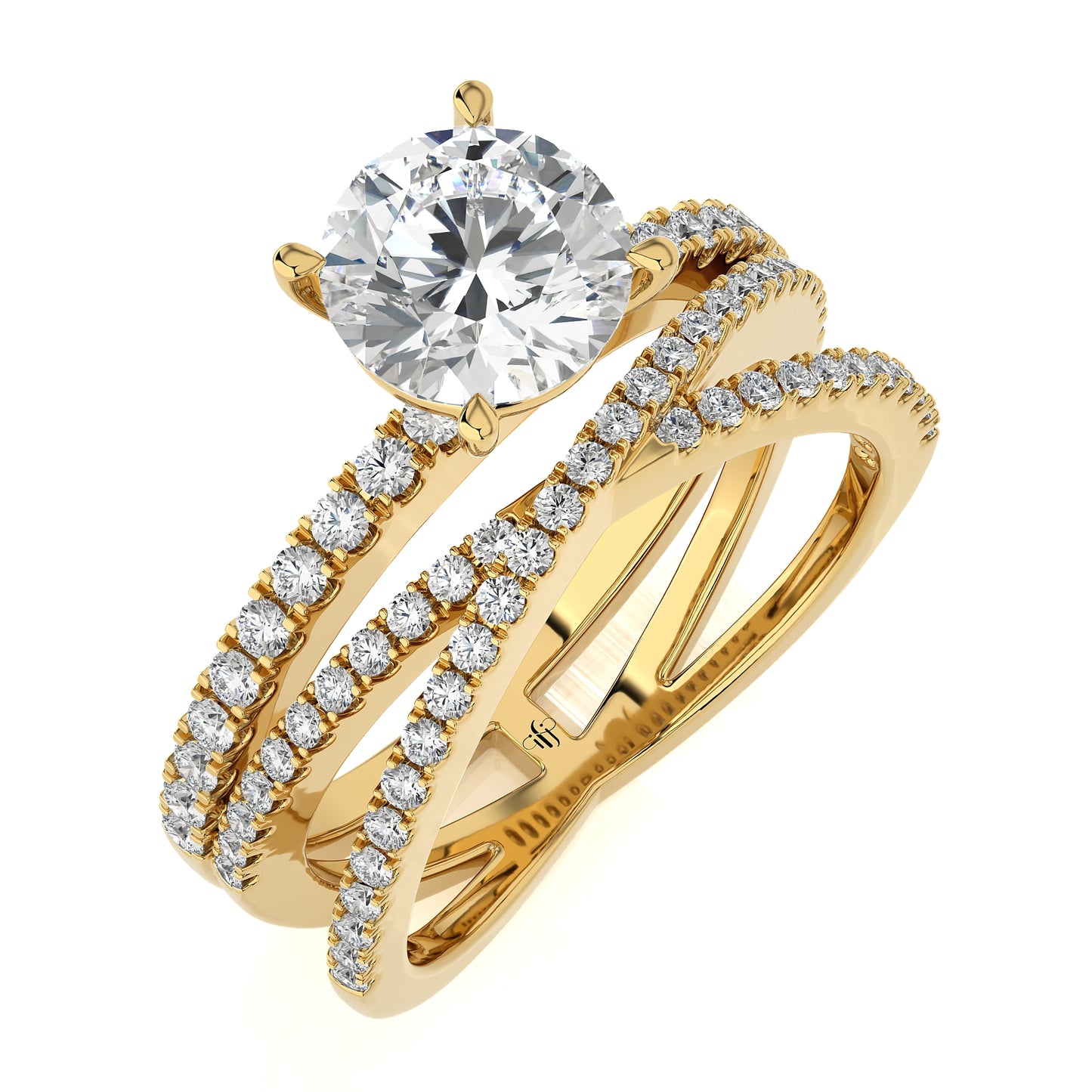 1.59 Ct Engagement Halo/Pave & Wedding Rings
