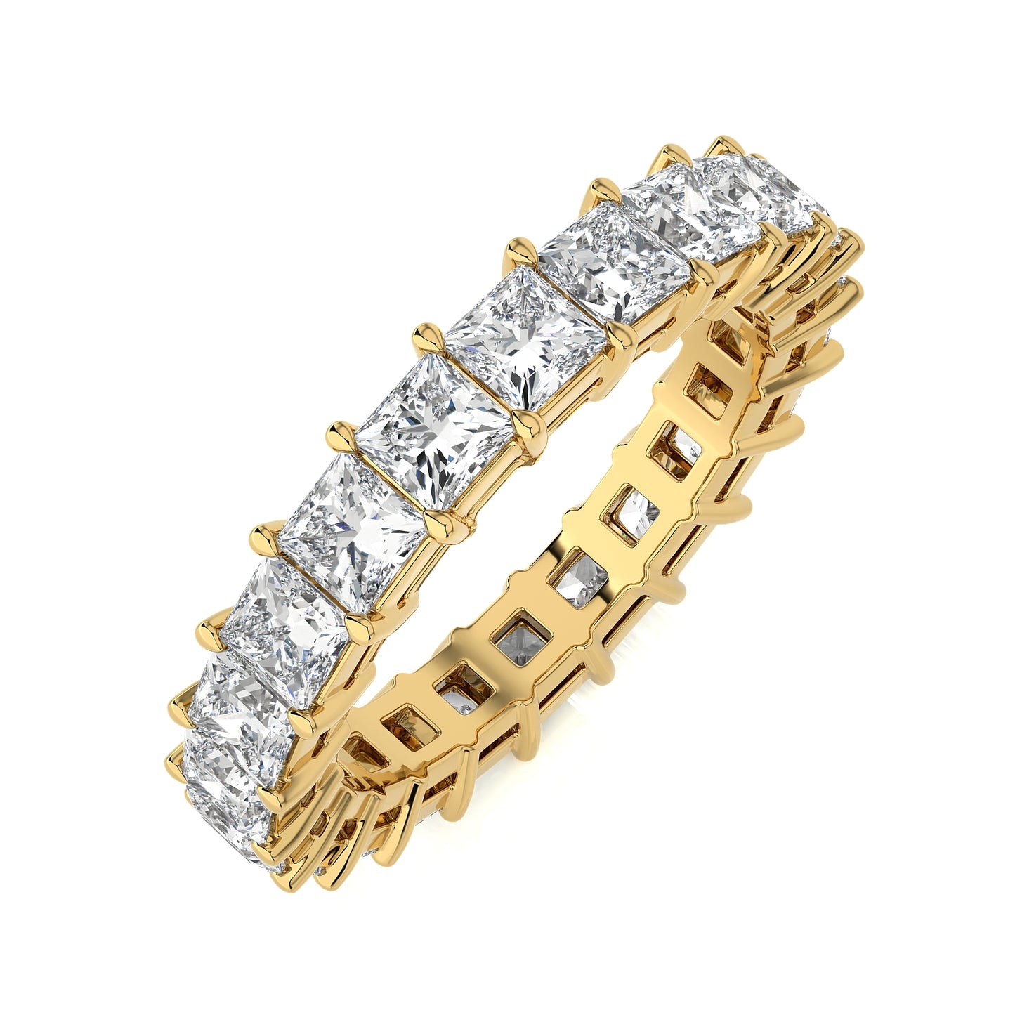 4.76 Ct Princess Eternity Band Engagement & Wedding Rings