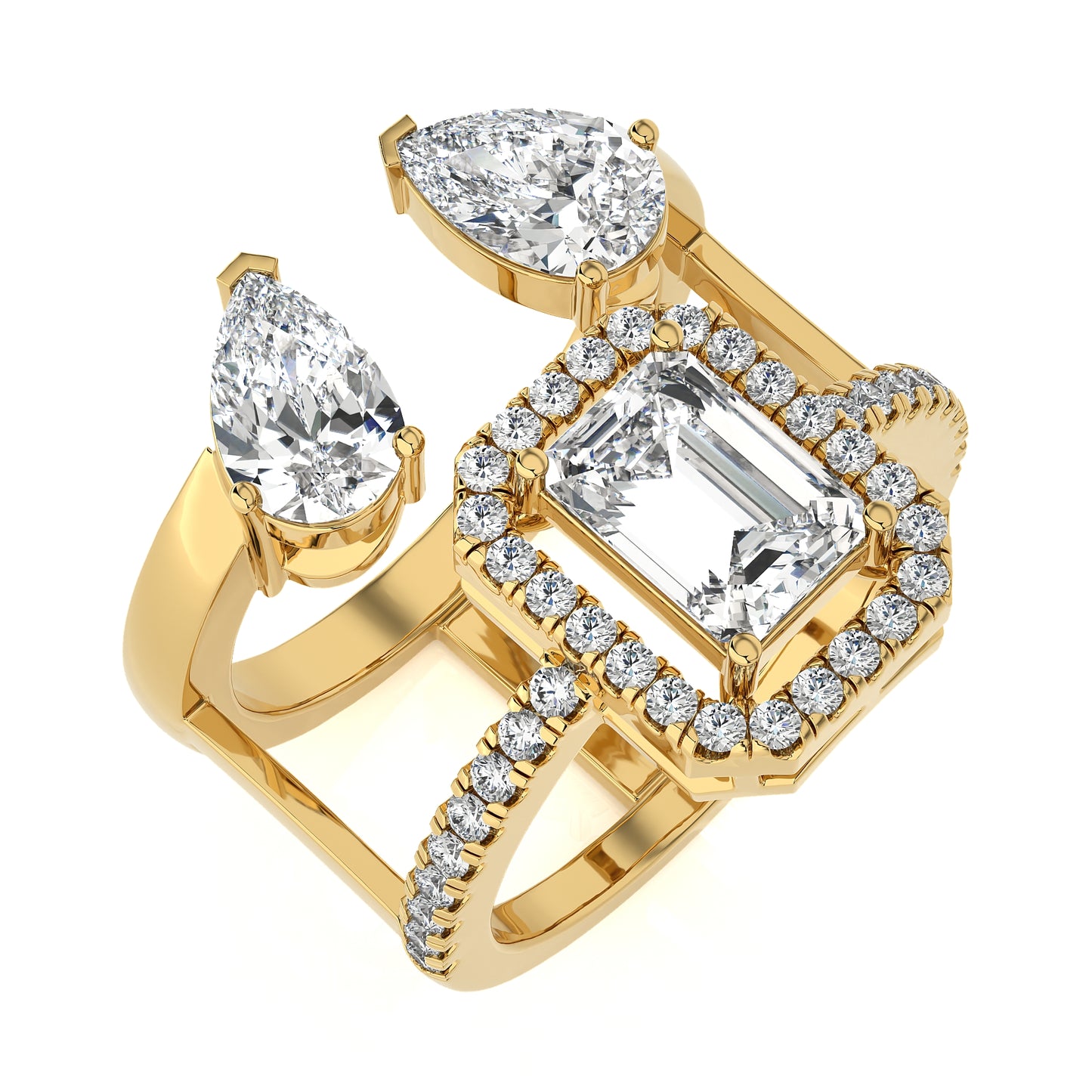 3.28 Ct Halo/Pave Double Claw Engagement Ring & Wedding Ring