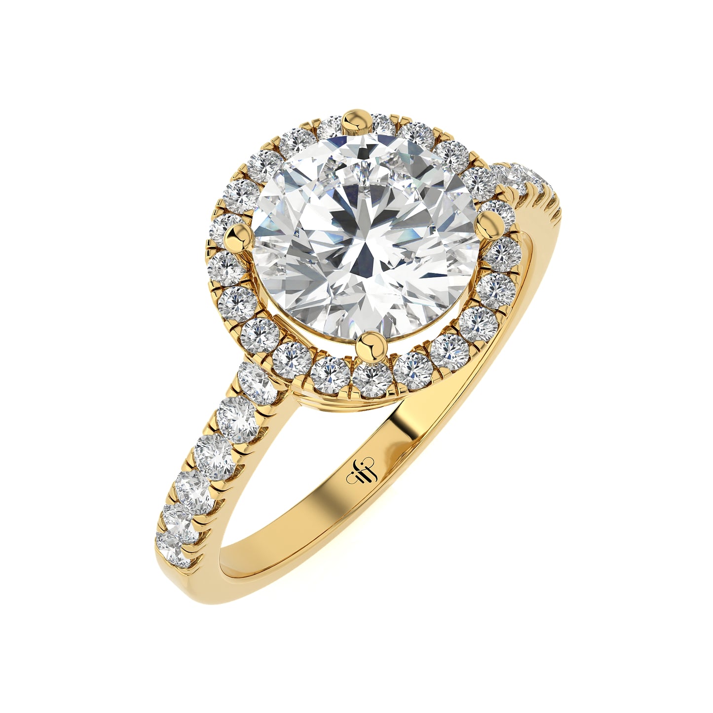 2.41 Ct Engagement Ring with Halo/Pave & Wedding Rings