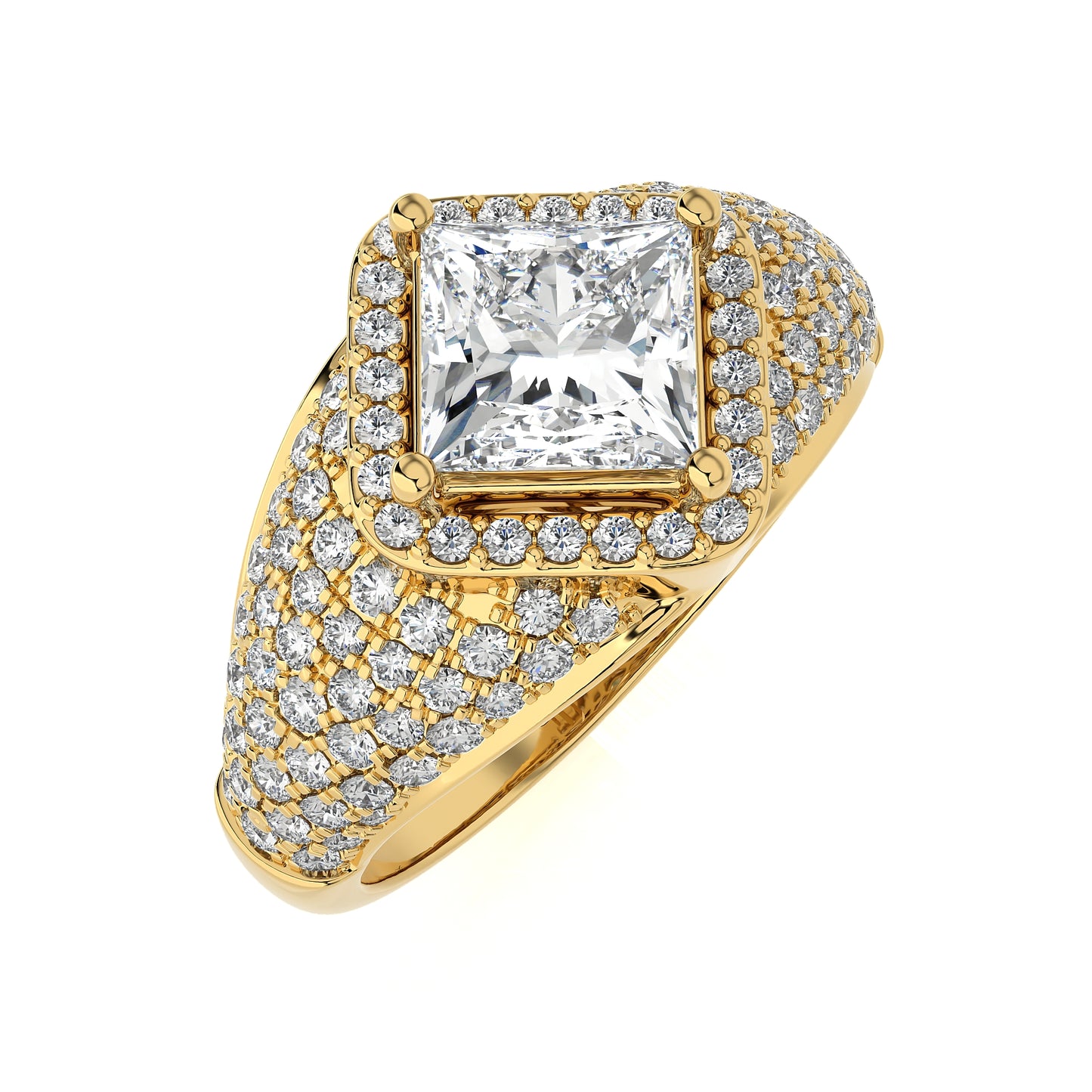 2.66Ct Halo/Pave Engagement Ring & Wedding Ring