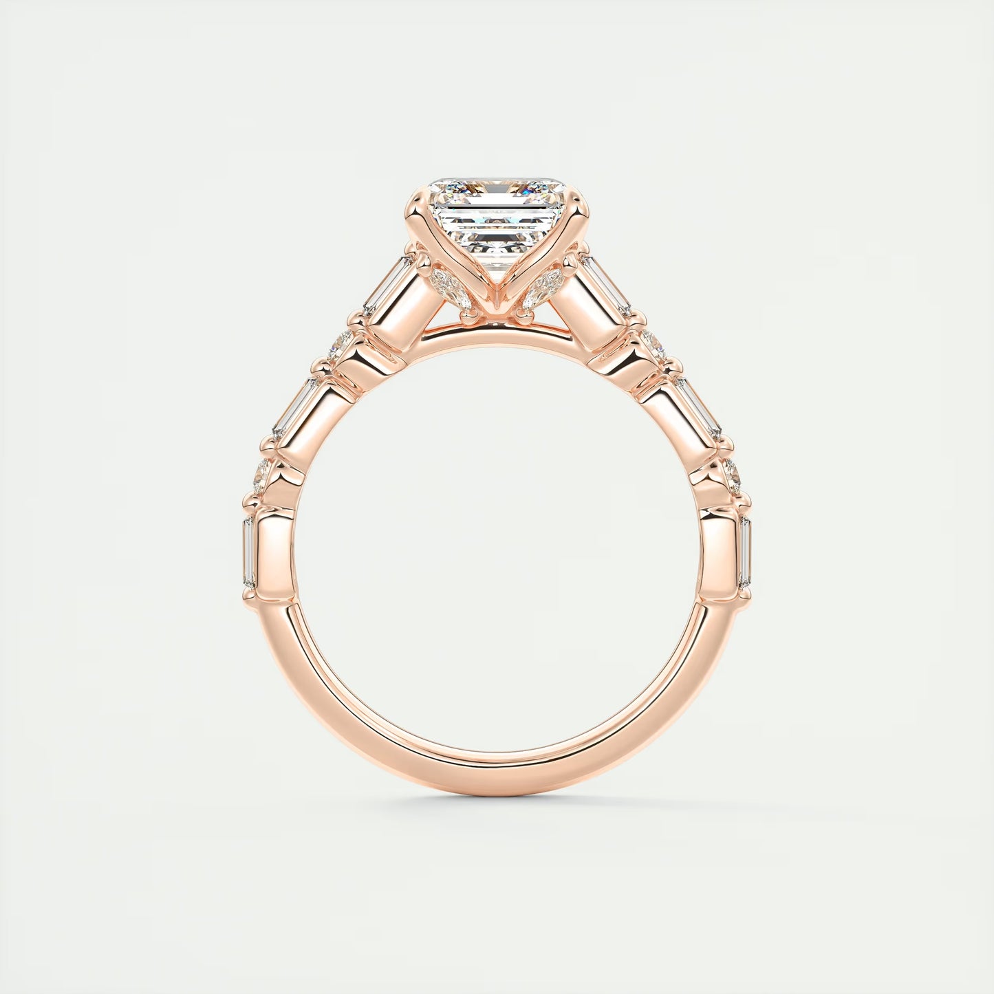 2.50 Ct In Asscher Bardot Scallop Engagement Ring