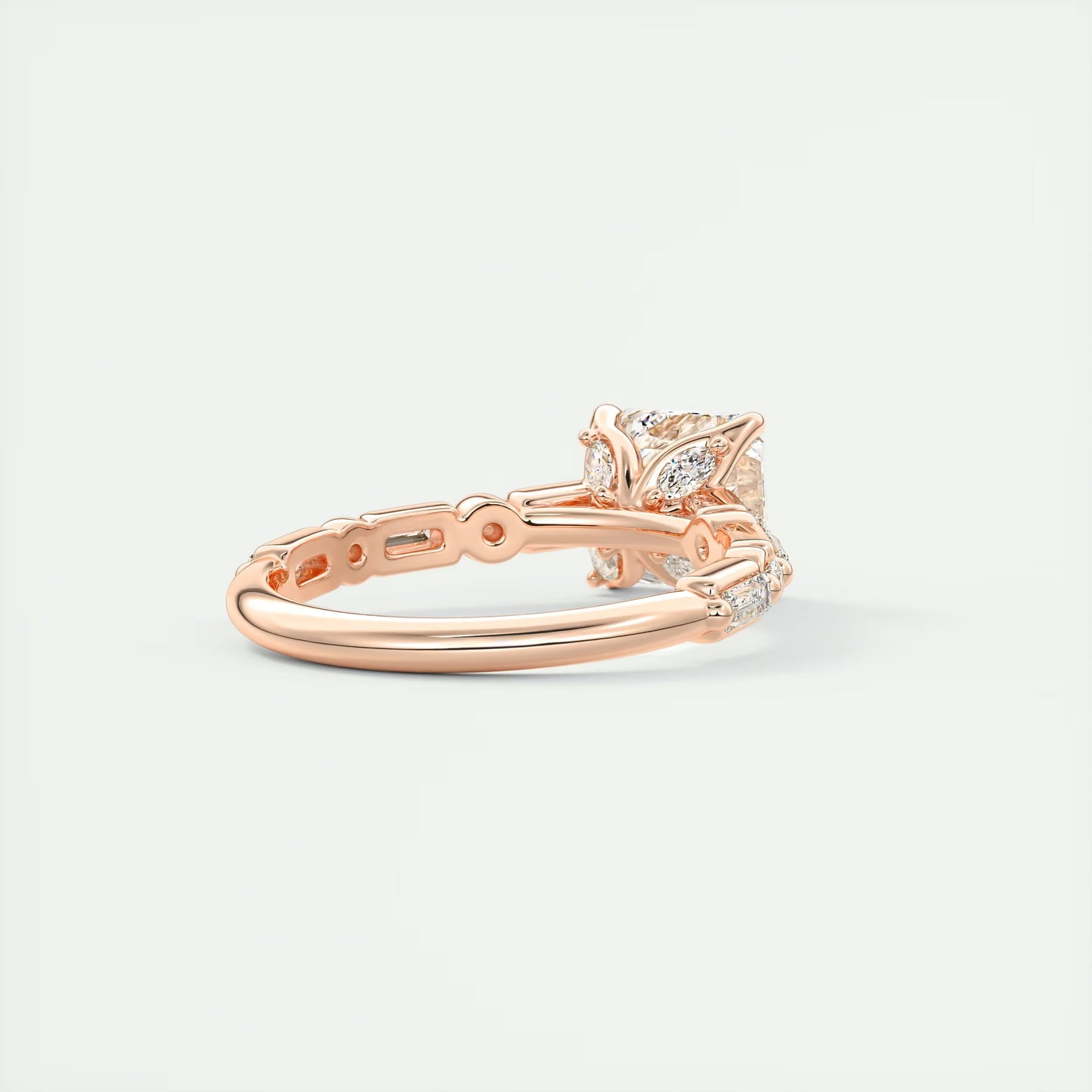 2.50 Ct In Asscher Bardot Scallop Engagement Ring