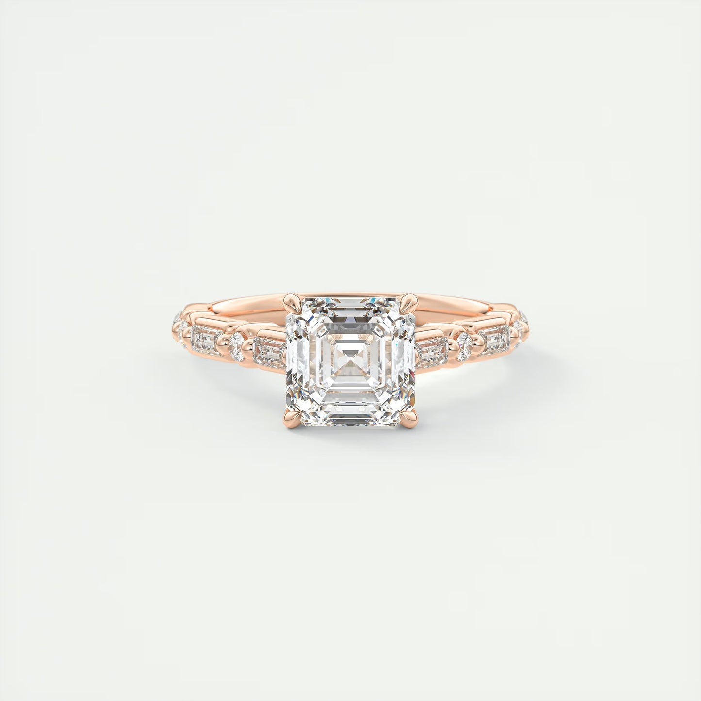 2.50 Ct In Asscher Bardot Scallop Engagement Ring