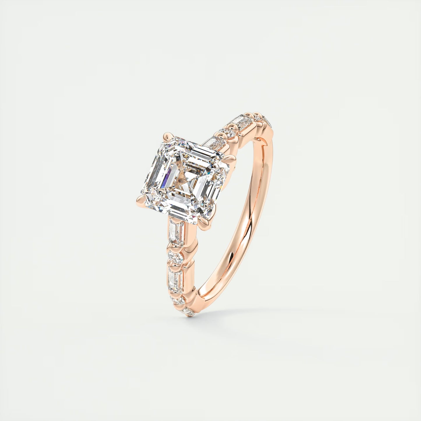 2.50 Ct In Asscher Bardot Scallop Engagement Ring