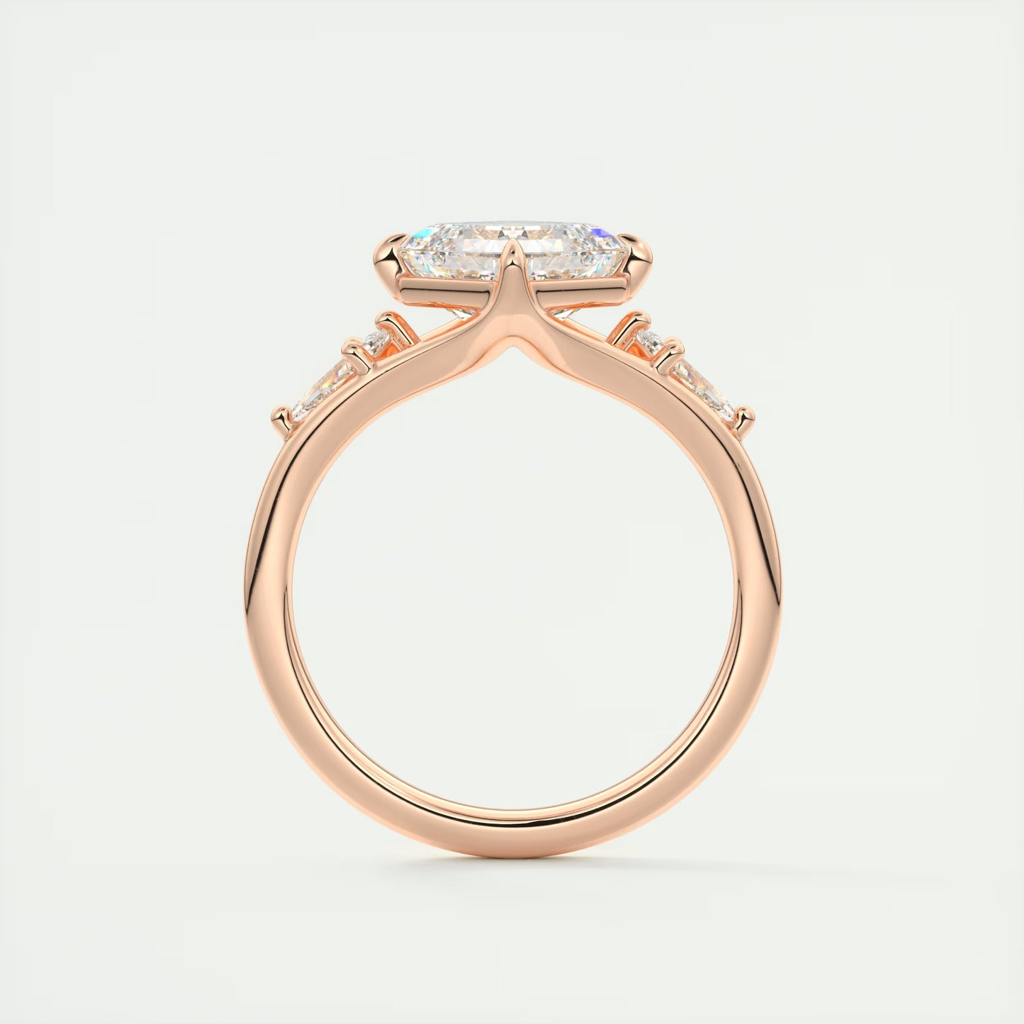 3.00 Ct The Symphony Asscher & Kites Split Shank Three Stone Engagement Rings