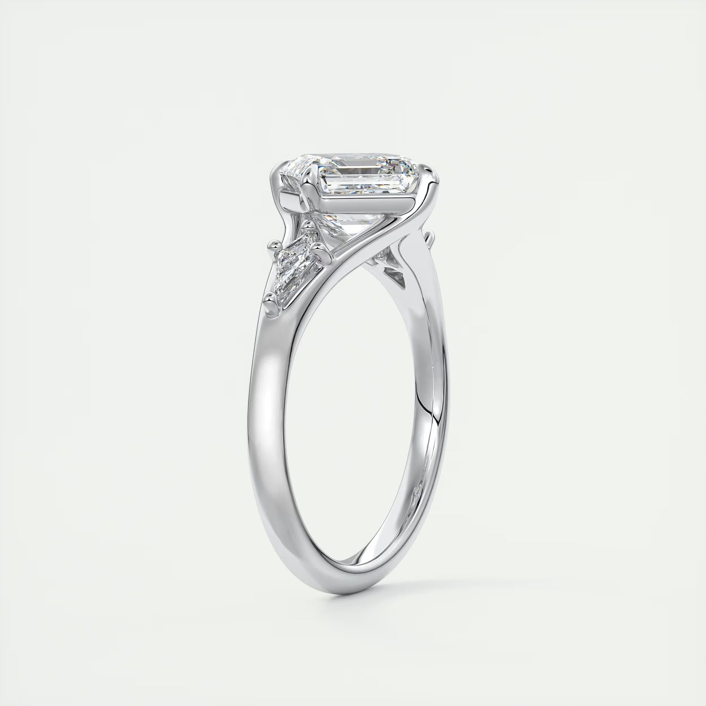 3.00 Ct The Symphony Asscher & Kites Split Shank Three Stone Engagement Rings