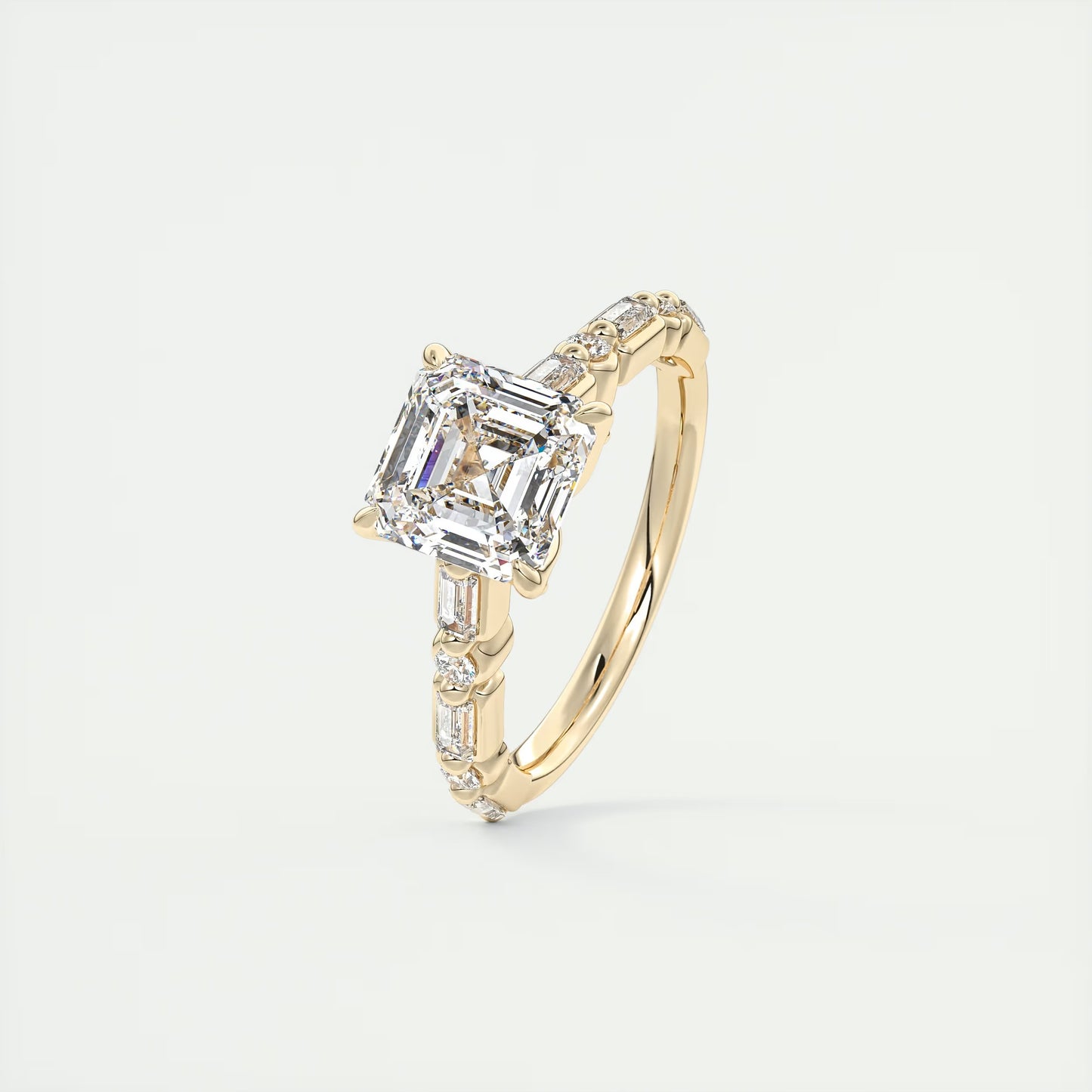 2.50 Ct In Asscher Bardot Scallop Engagement Ring