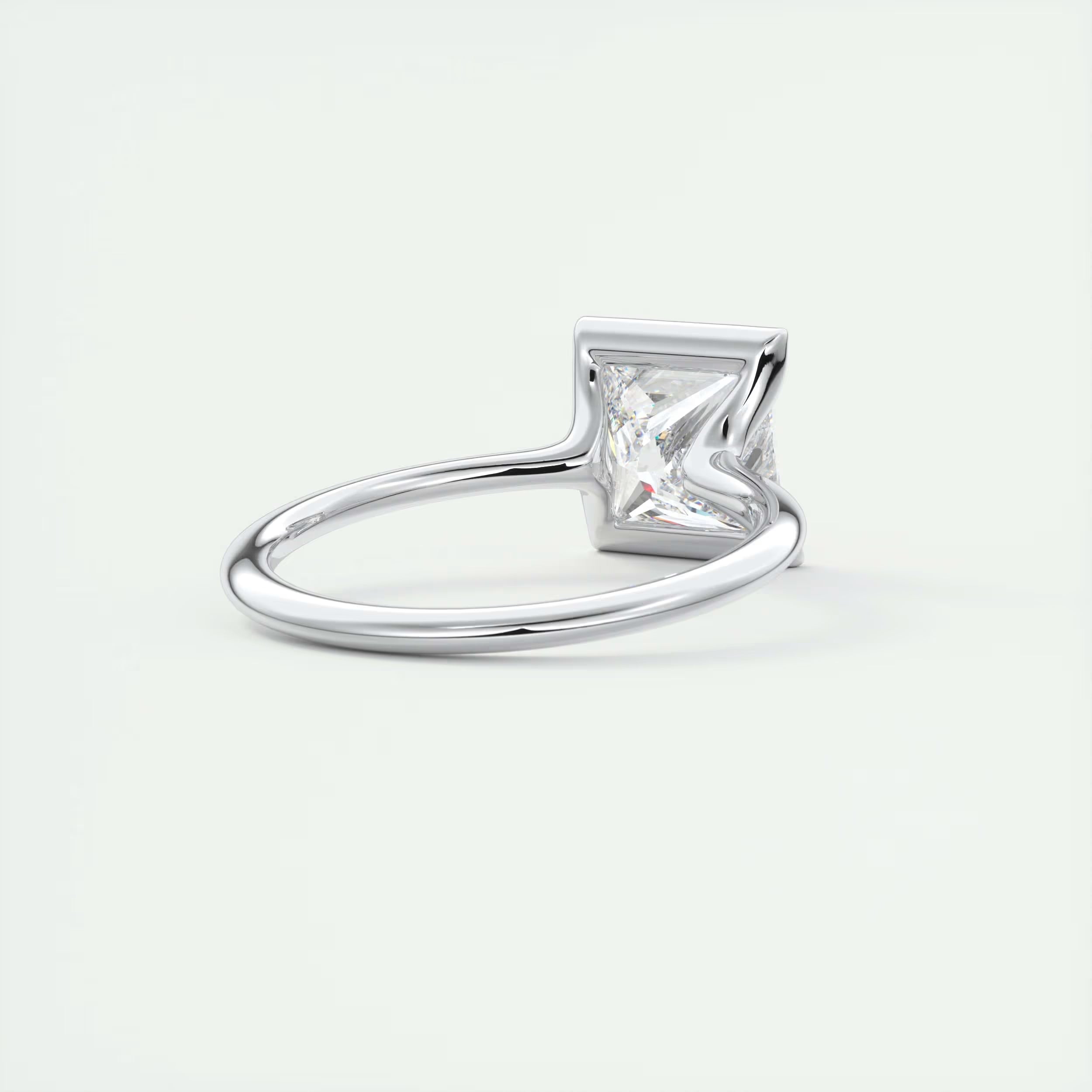 2.00 Ct The Center Stone Princess - Flush Stacking Half Bezel Solitaire Engagement Rings