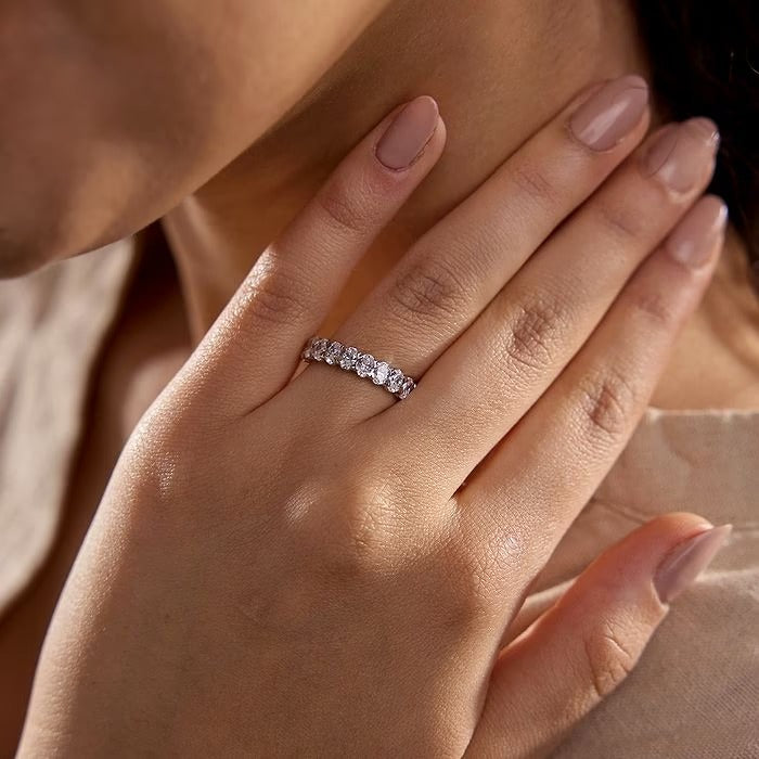 3.00 Ct Oval Diamond Eternity Band (North-South Set) Prong Set Wedding Ring
