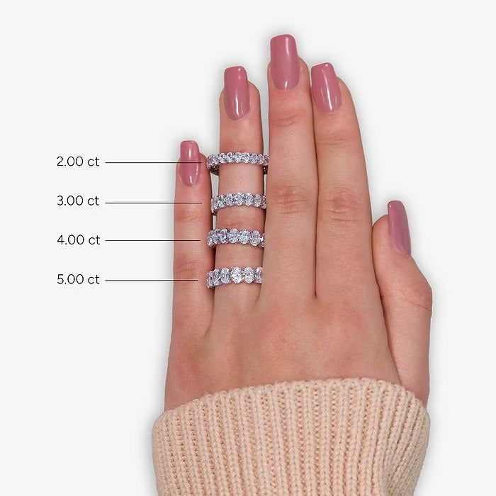 5.00 Ct Oval Diamond Eternity Band (North-South Set) Prong Set Wedding Ring