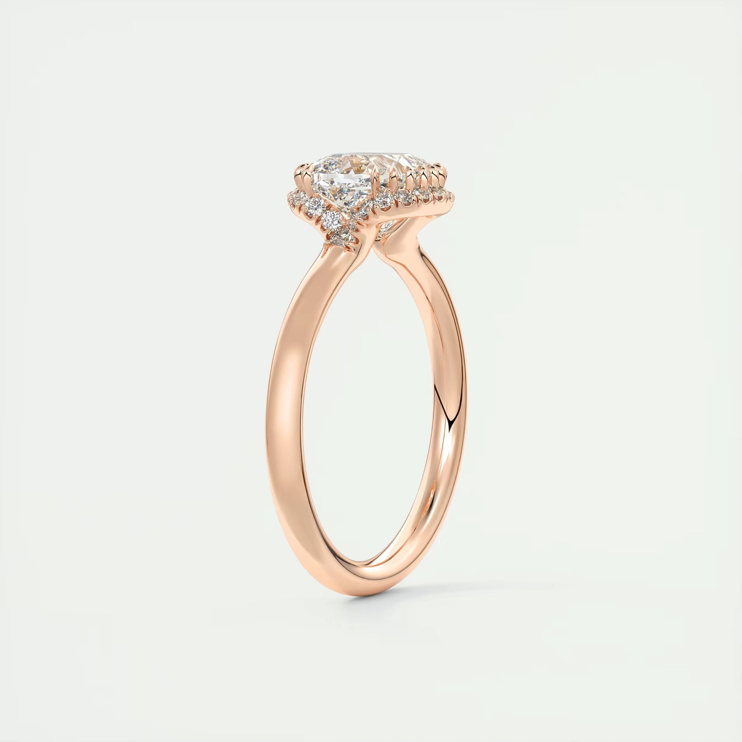 2.10 Ct The Crescent Cushion Flush Stacking Half Halo Solitaire Ring