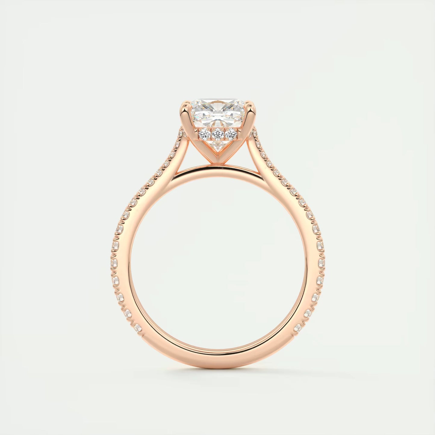 2.50 Ct The Cathedral Deluxe Cushion Hidden Halo Engagement Ring