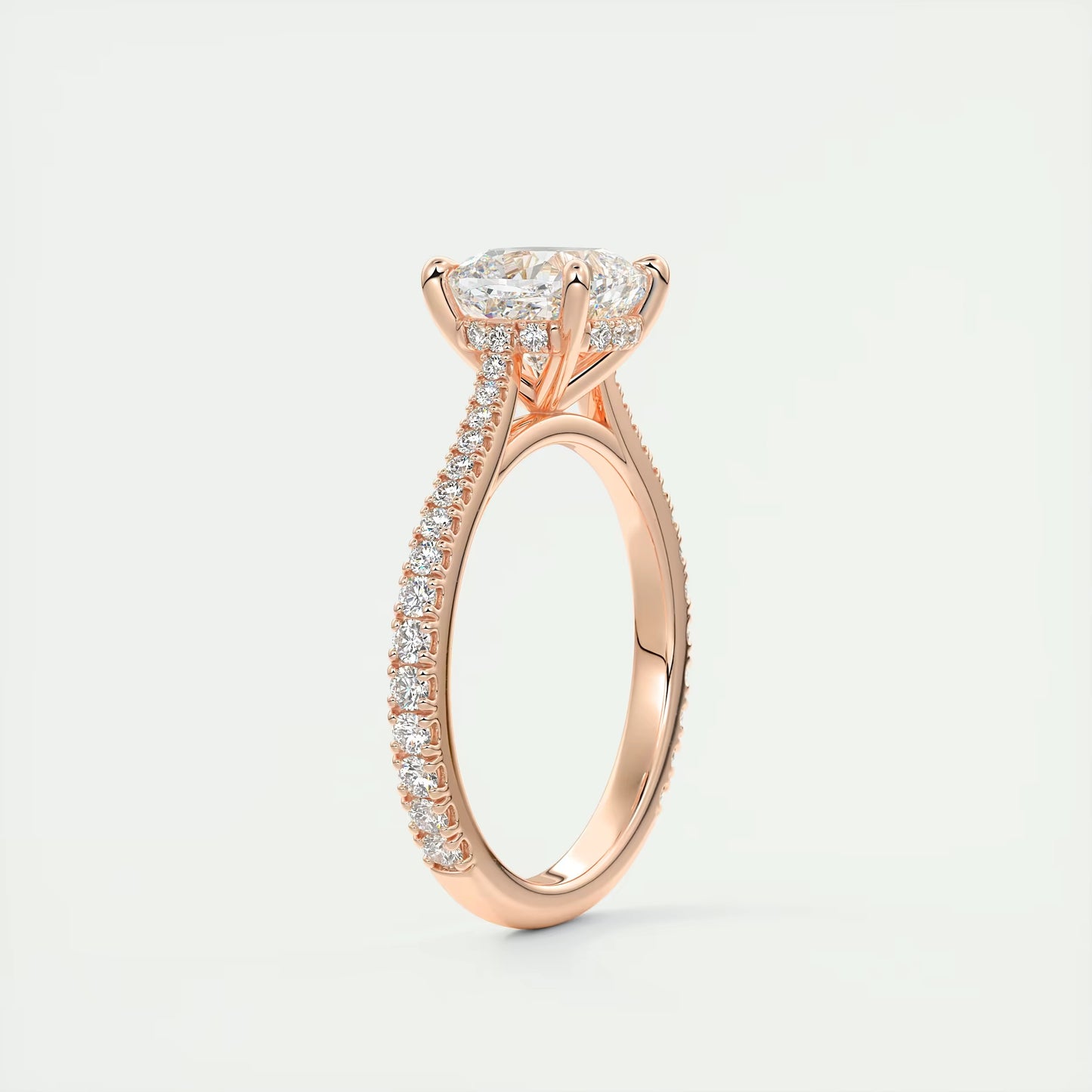 2.50 Ct The Cathedral Deluxe Cushion Hidden Halo Engagement Ring