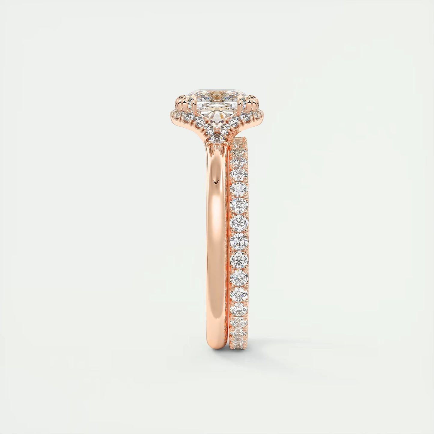 2.10 Ct The Crescent Cushion Flush Stacking Half Halo Solitaire Ring