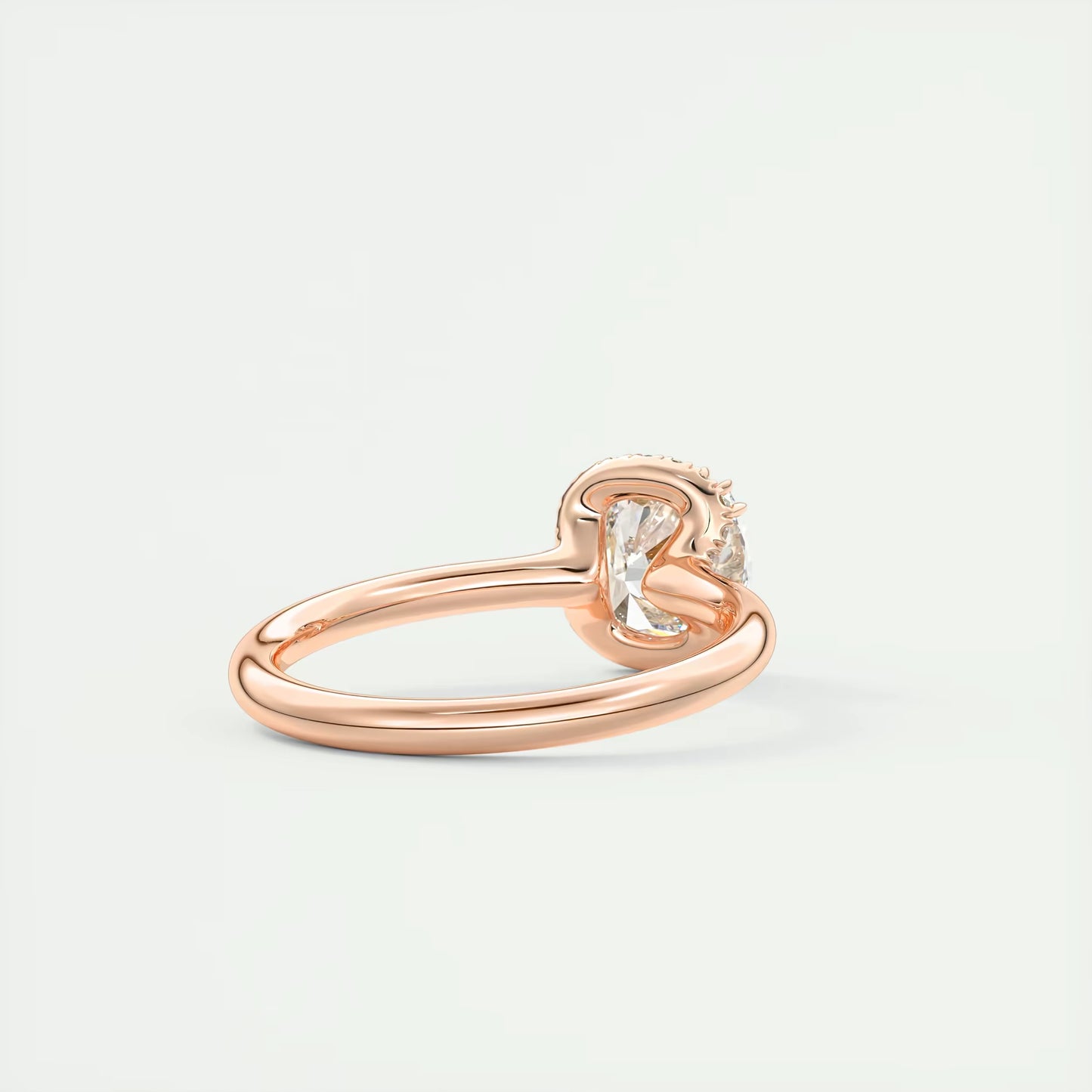 2.10 Ct The Crescent Cushion Flush Stacking Half Halo Solitaire Ring