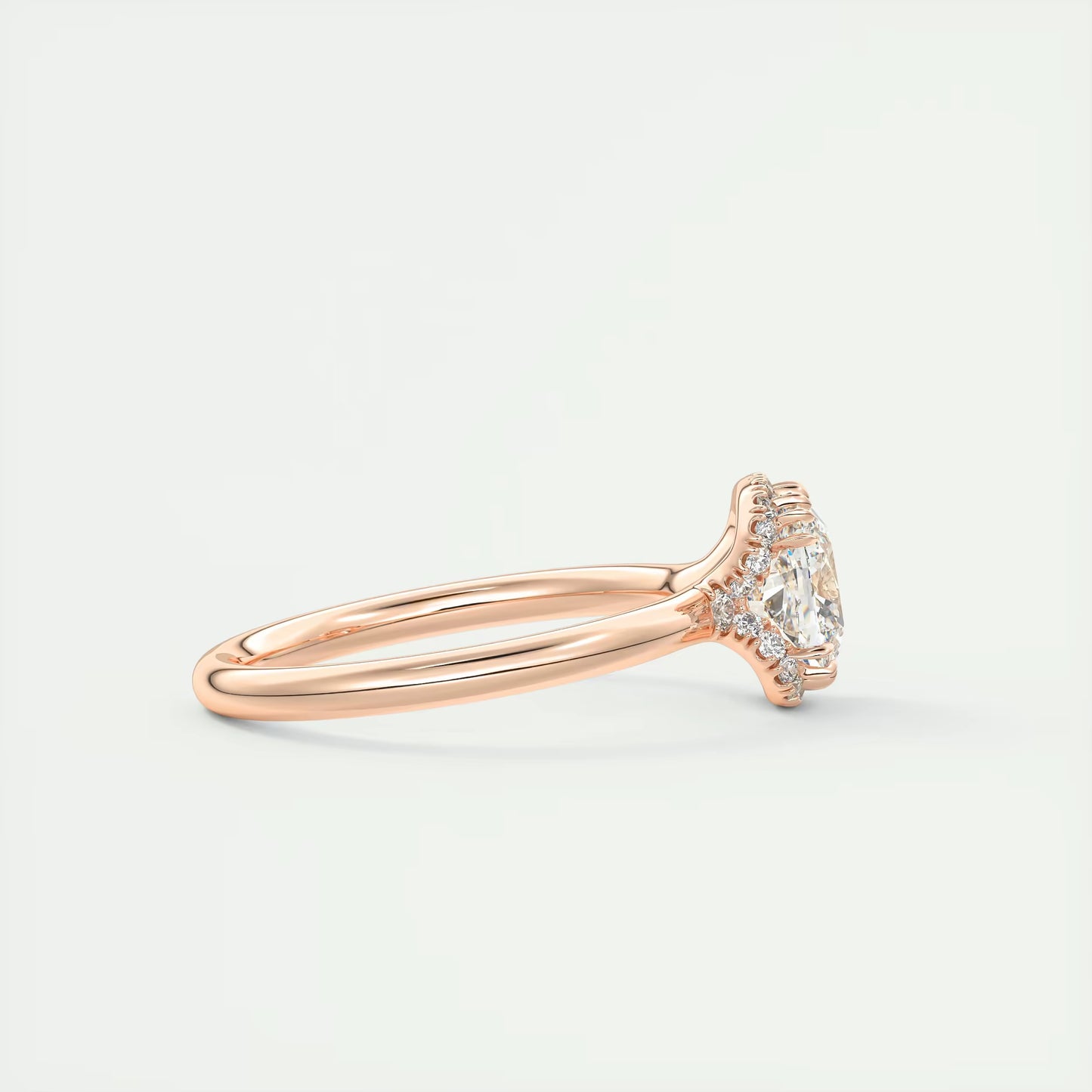 2.10 Ct The Crescent Cushion Flush Stacking Half Halo Solitaire Ring
