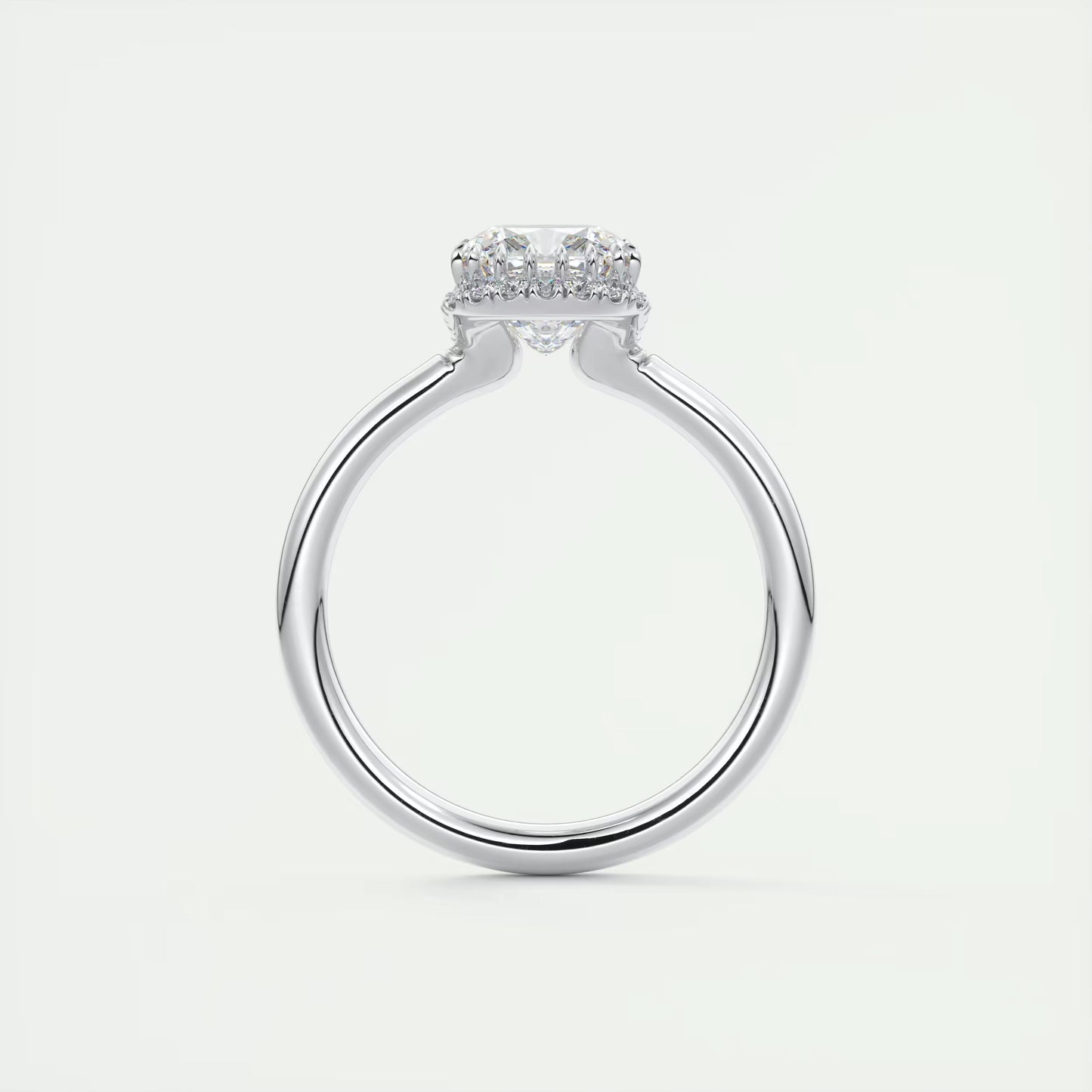 2.10 Ct The Crescent Cushion Flush Stacking Half Halo Solitaire Ring