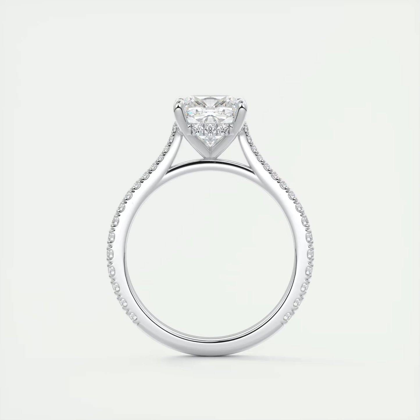 2.50 Ct The Cathedral Deluxe Cushion Hidden Halo Engagement Ring