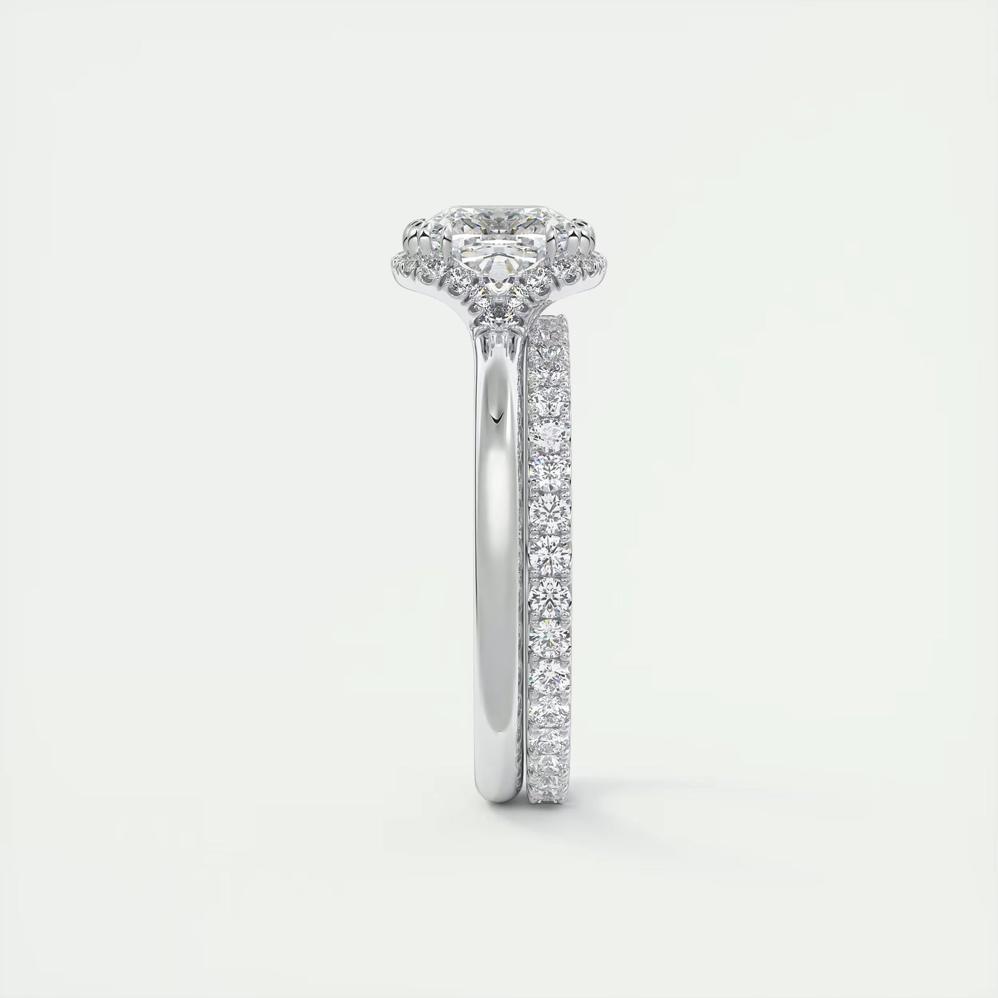 2.10 Ct The Crescent Cushion Flush Stacking Half Halo Solitaire Ring