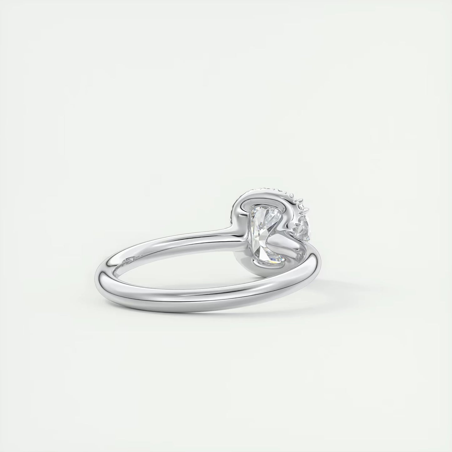 2.10 Ct The Crescent Cushion Flush Stacking Half Halo Solitaire Ring