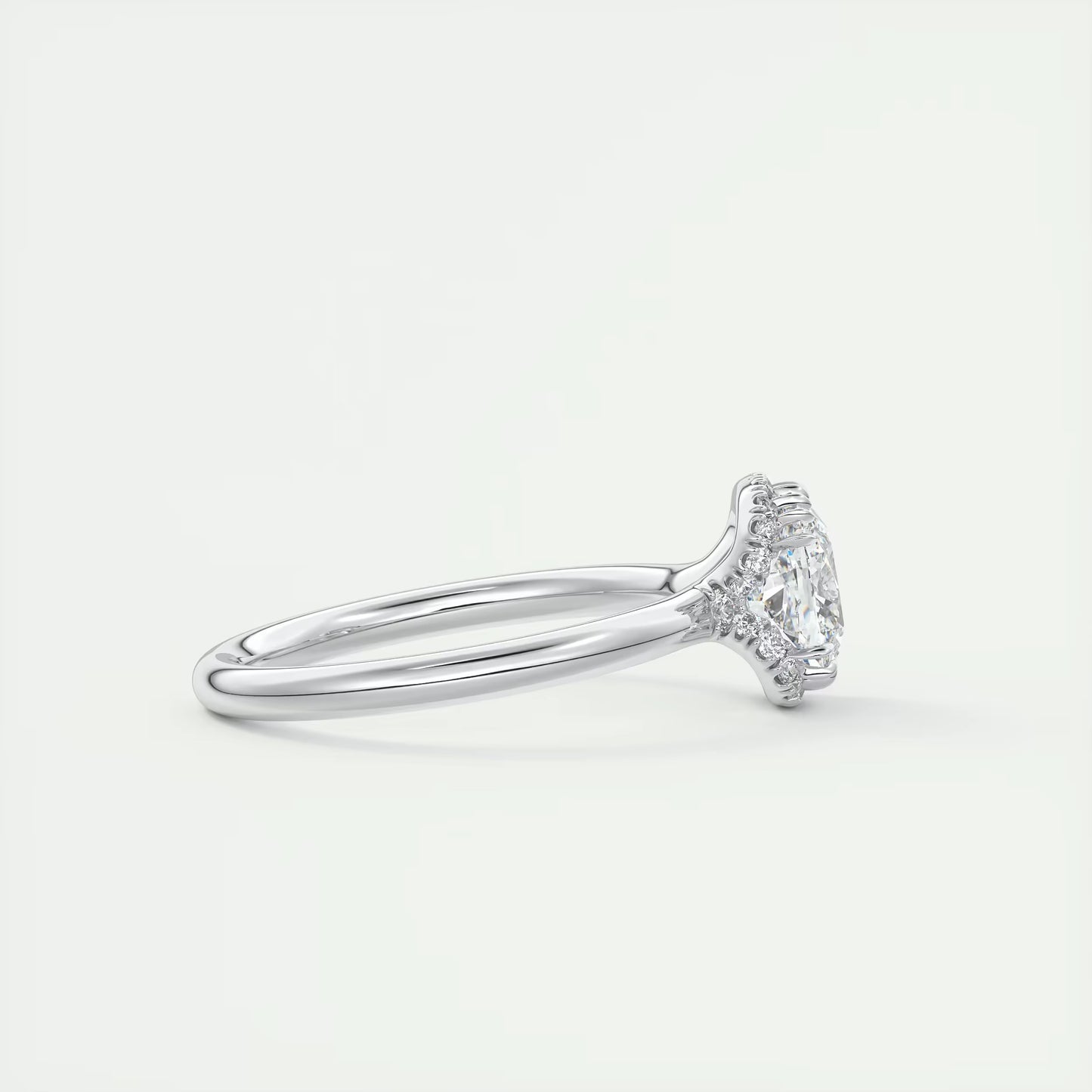 2.10 Ct The Crescent Cushion Flush Stacking Half Halo Solitaire Ring