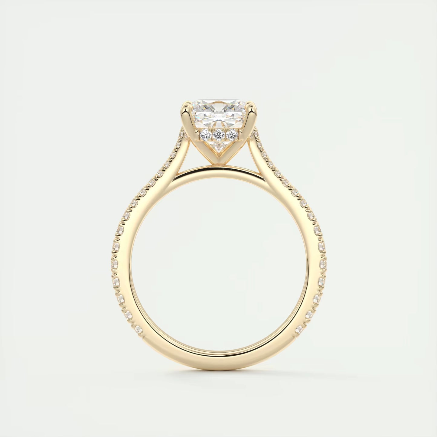 2.50 Ct The Cathedral Deluxe Cushion Hidden Halo Engagement Ring